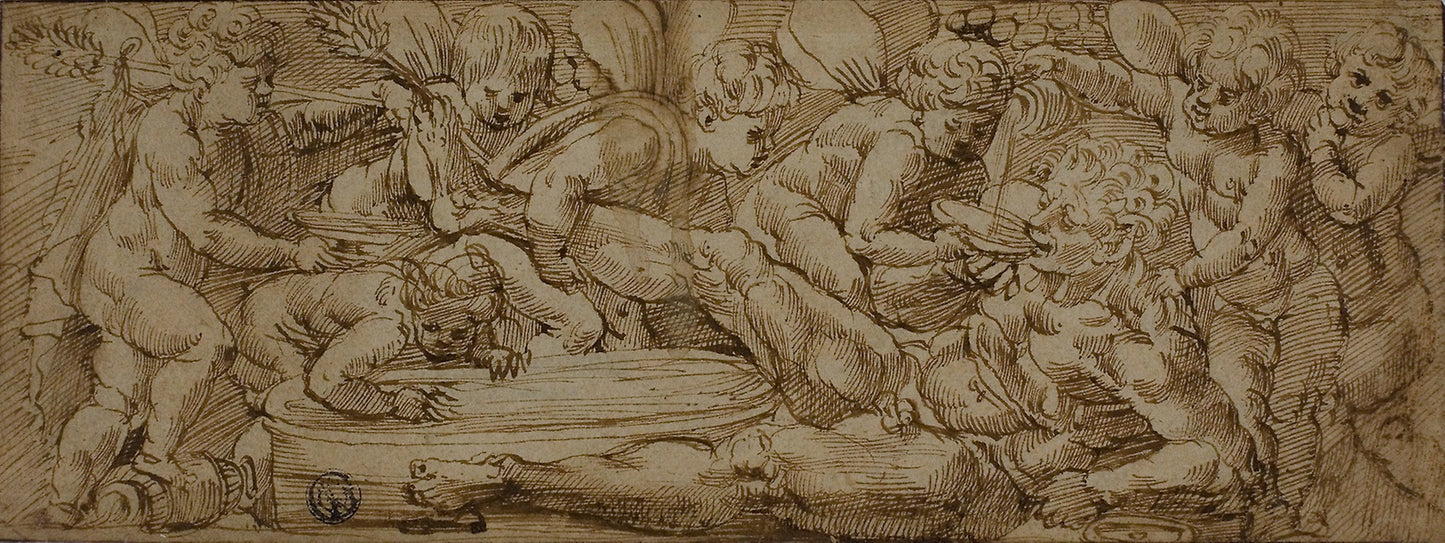 Bacchanale with Putti - Attributed to Enea Salmeggia, Poster Print Wall Art