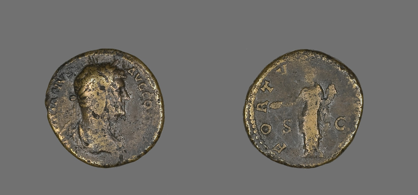 Sestertius (Coin) Portraying Emperor Hadrian - Roman, Poster Print Wall Art