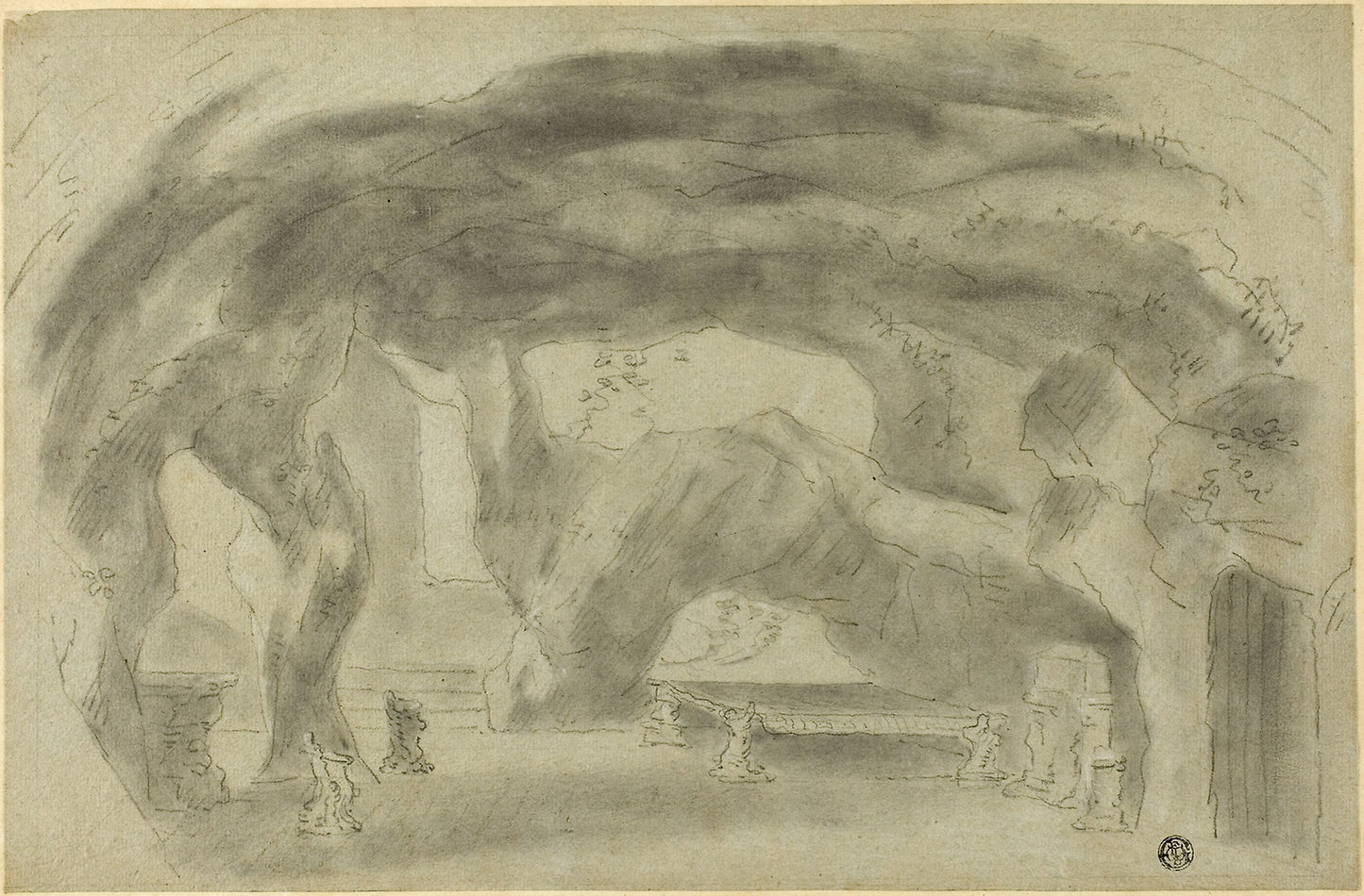 Interior of a Grotto - Possibly Richard Wilson, Poster Print Wall Art