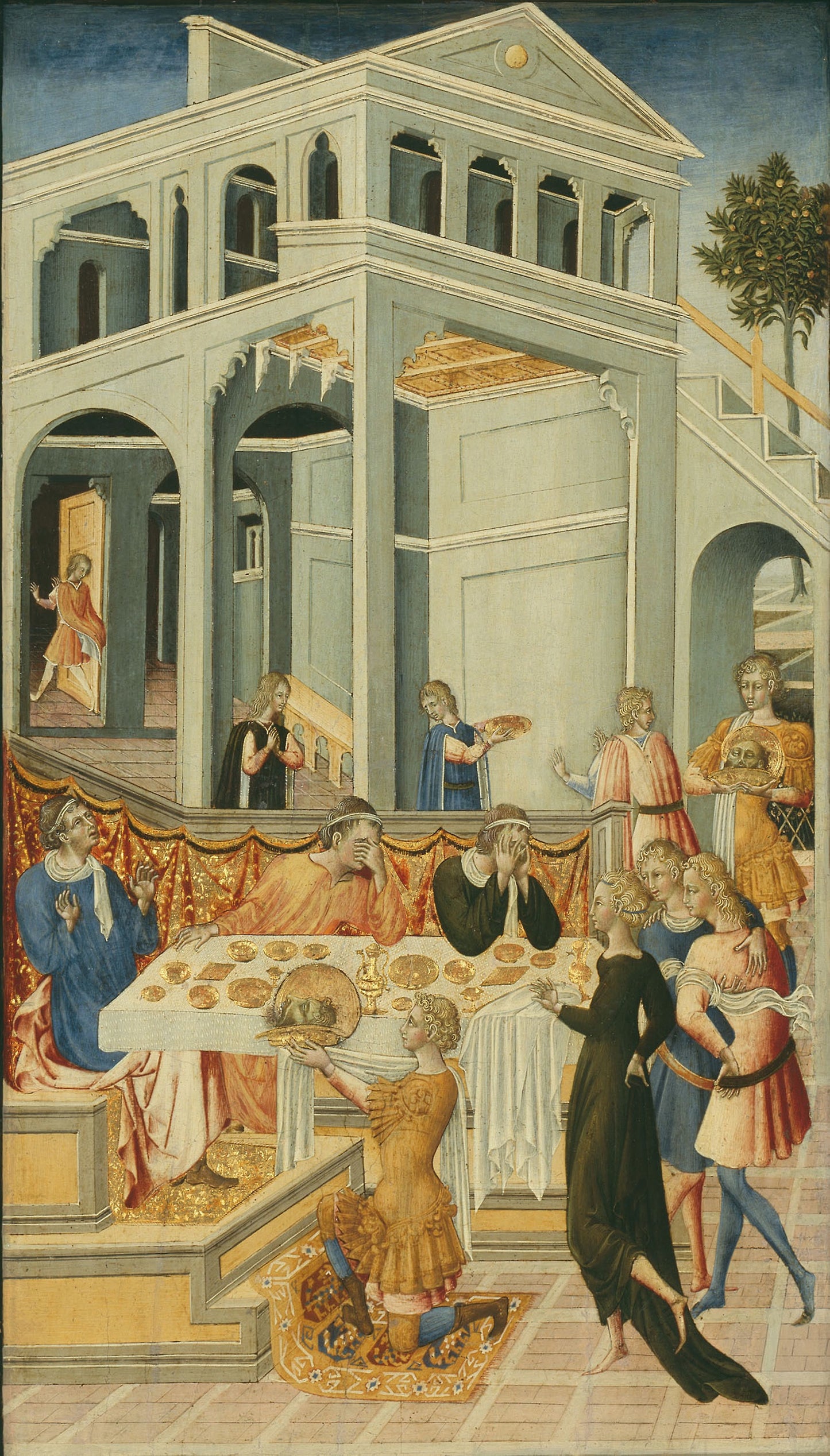 The Head of Saint John the Baptist Brought before Herod - Giovanni di Paolo, Poster Print Wall Art