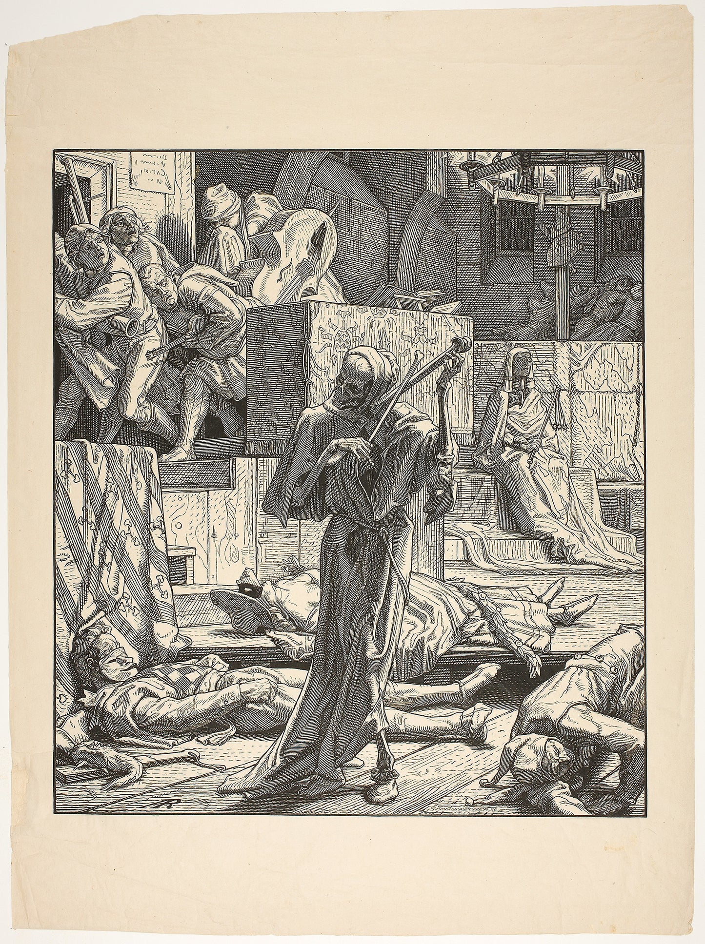 Death the Strangler, The First Outbreak of Cholera at a Masked Ball in Paris, 1831 - Alfred Rethel, Poster Print Wall Art
