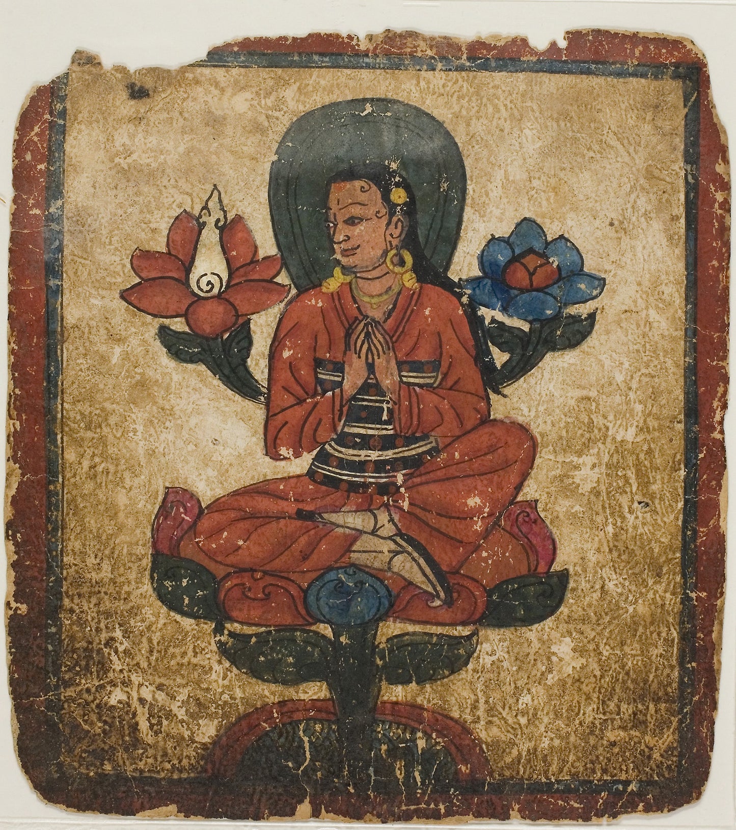 Figure Seated on Lotus, from a Set of Initiation Cards (Tsakali) - Southern Tibet, Poster Print Wall Art