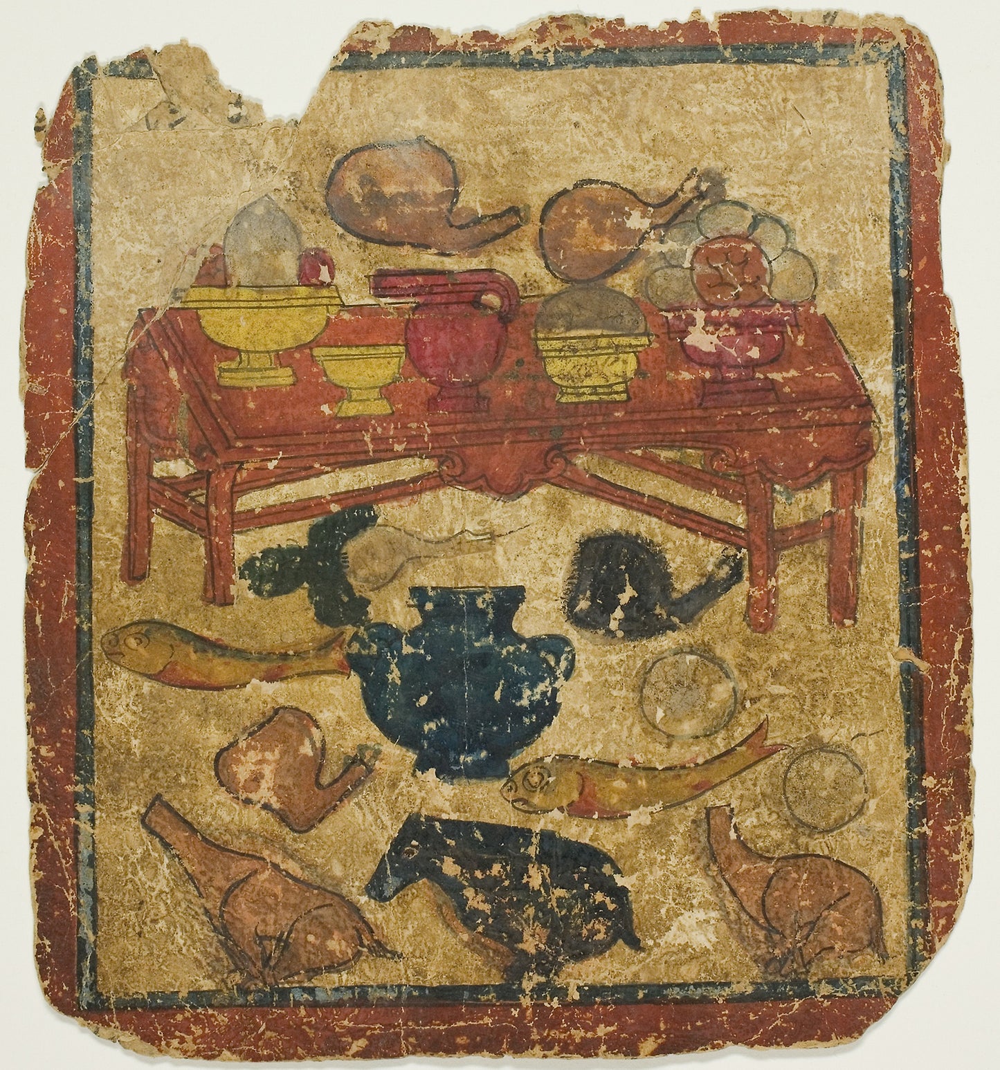 Offerings of Food, from a Set of Initiation Cards (Tsakali) - Southern Tibet, Poster Print Wall Art