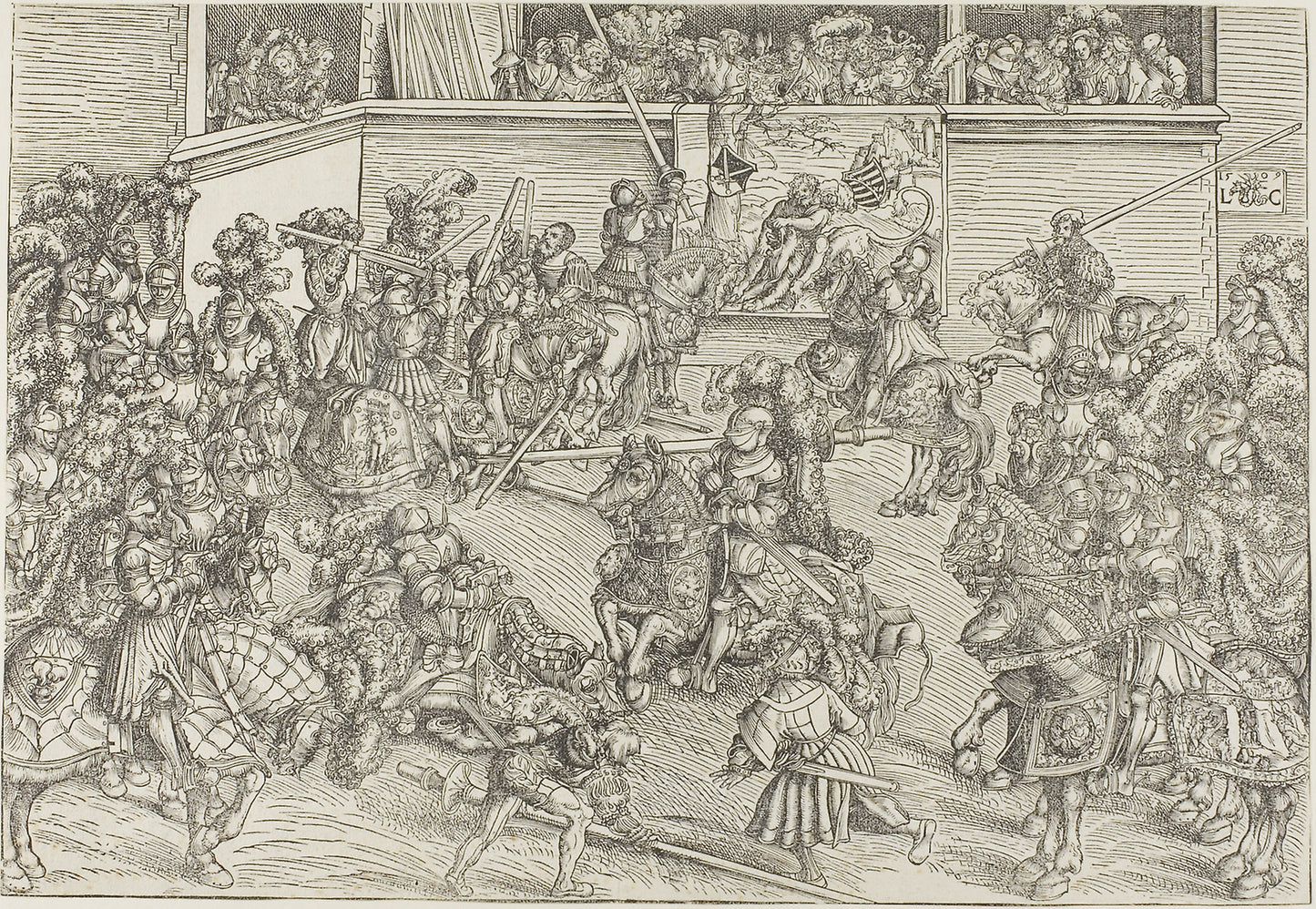 The Second Tournament with a Tapestry Showing Samson and the Lion - Lucas Cranach the Elder, Poster Print Wall Art