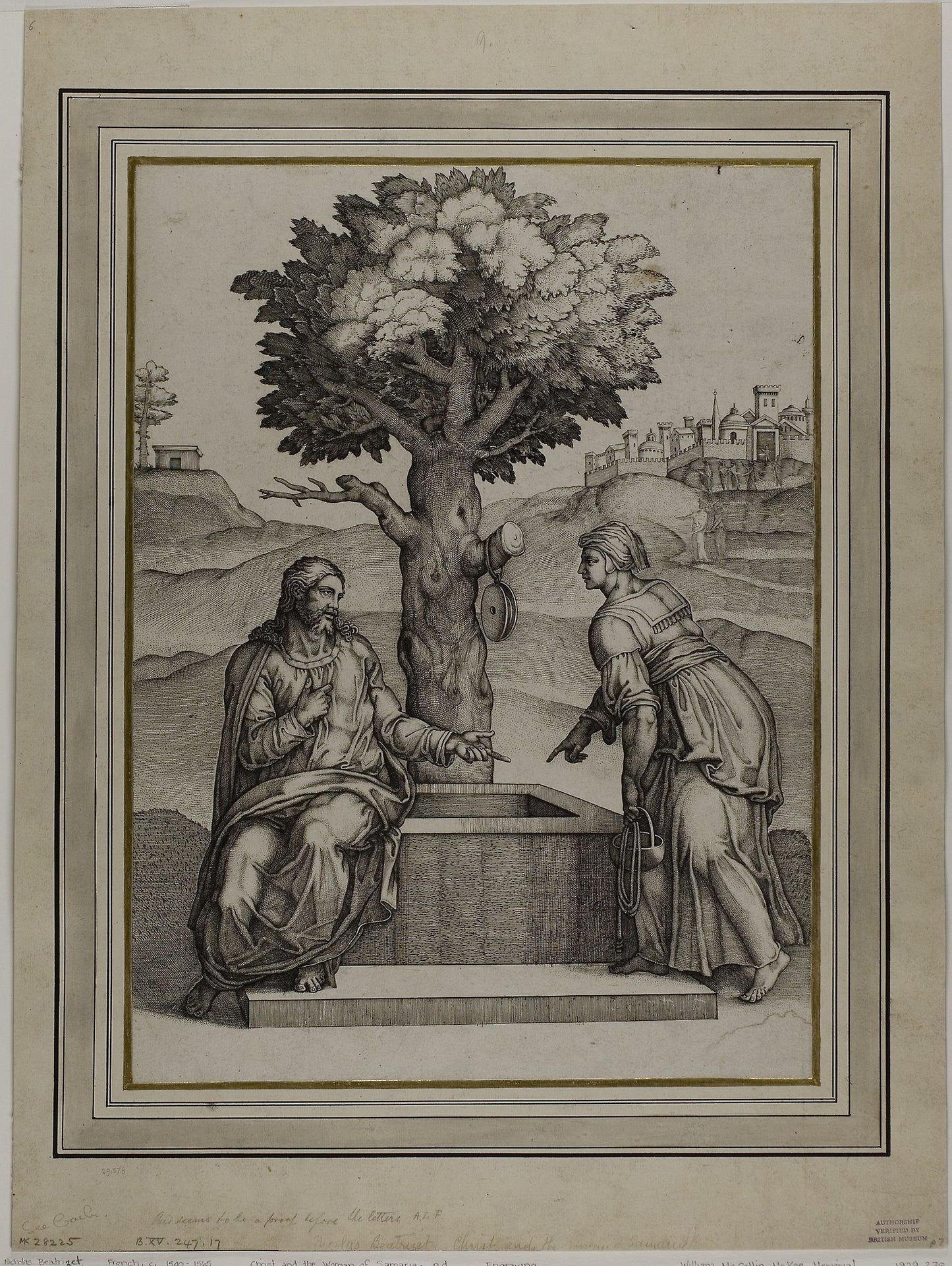 Christ and the Woman of Samaria - Nicolas Beatrizet (French, 1515-after 1565), Poster Print Wall Art