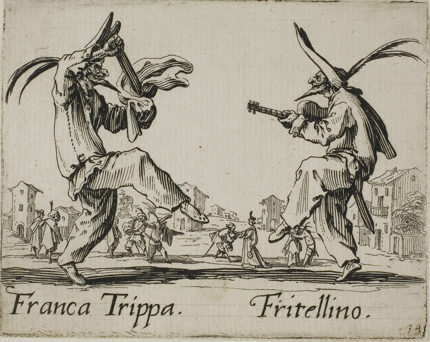 Pulliciniello - Sig. Lucretia,from Balli di Sfessania - Jacques Callot, Poster Print Wall Art