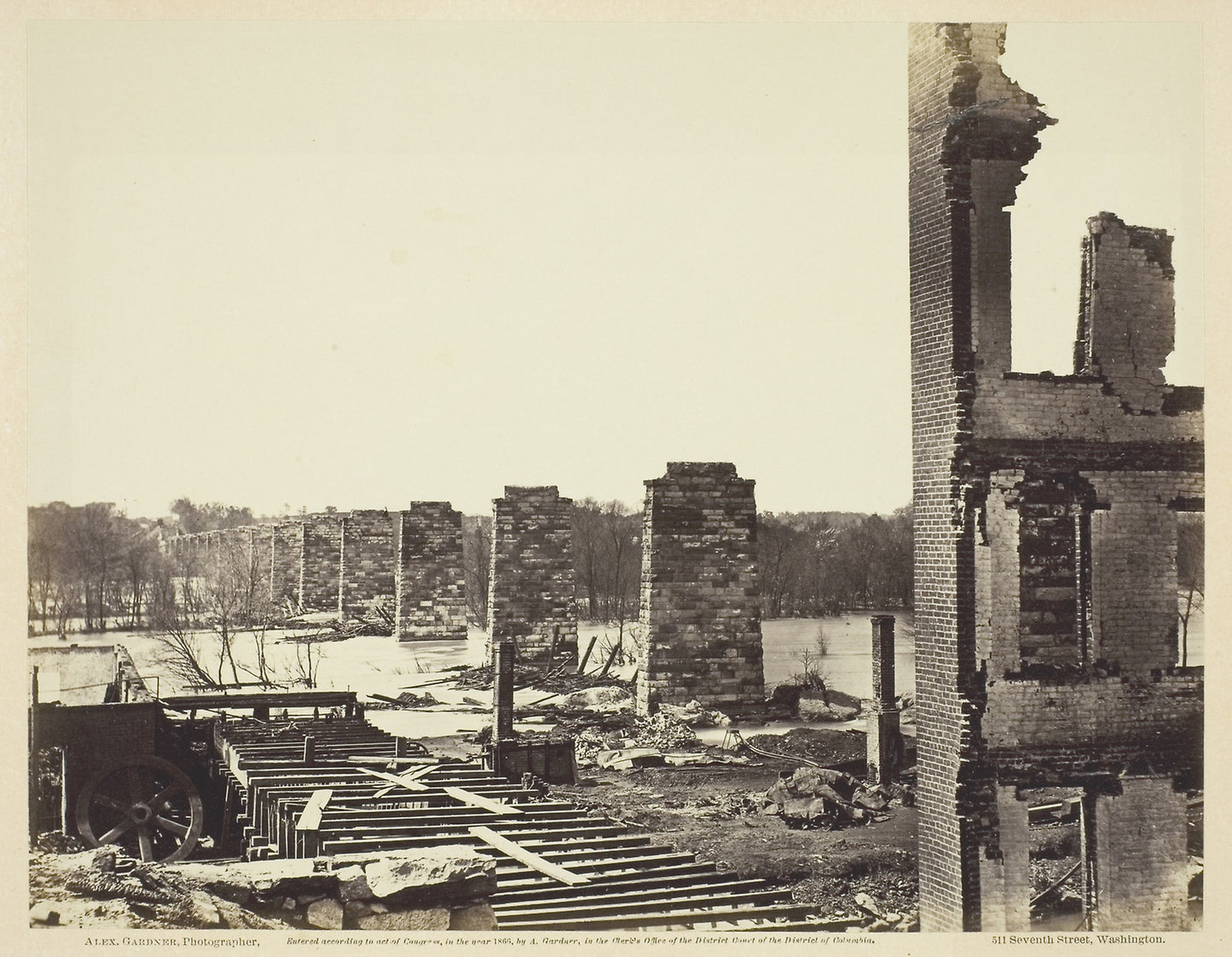 Ruins of Petersburg and Richard Raidroad Bridge - Alexander Gardner, Poster Print Wall Art