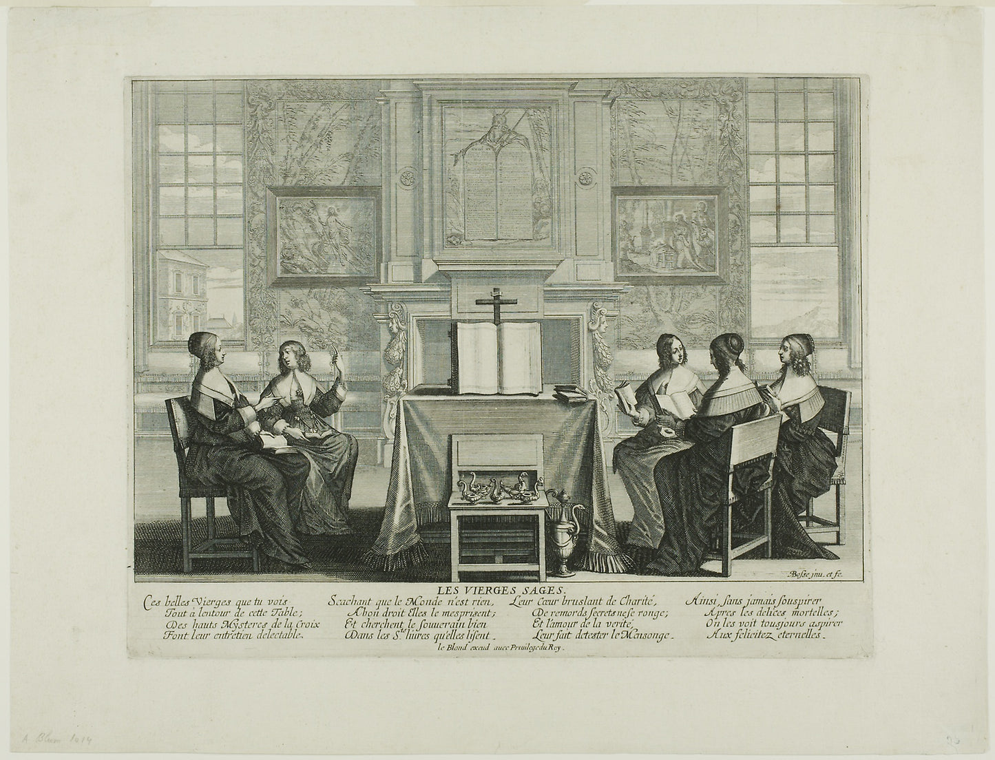 Plate One, from The Wise and Foolish Virgins, plate One: Abraham Bosse, Poster Print Wall Art