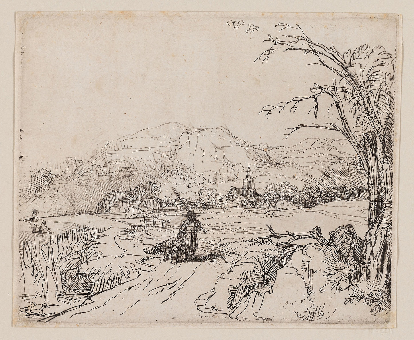Landscape with Sportsman and Dogs - Rembrandt van Rijn, Poster Print Wall Art
