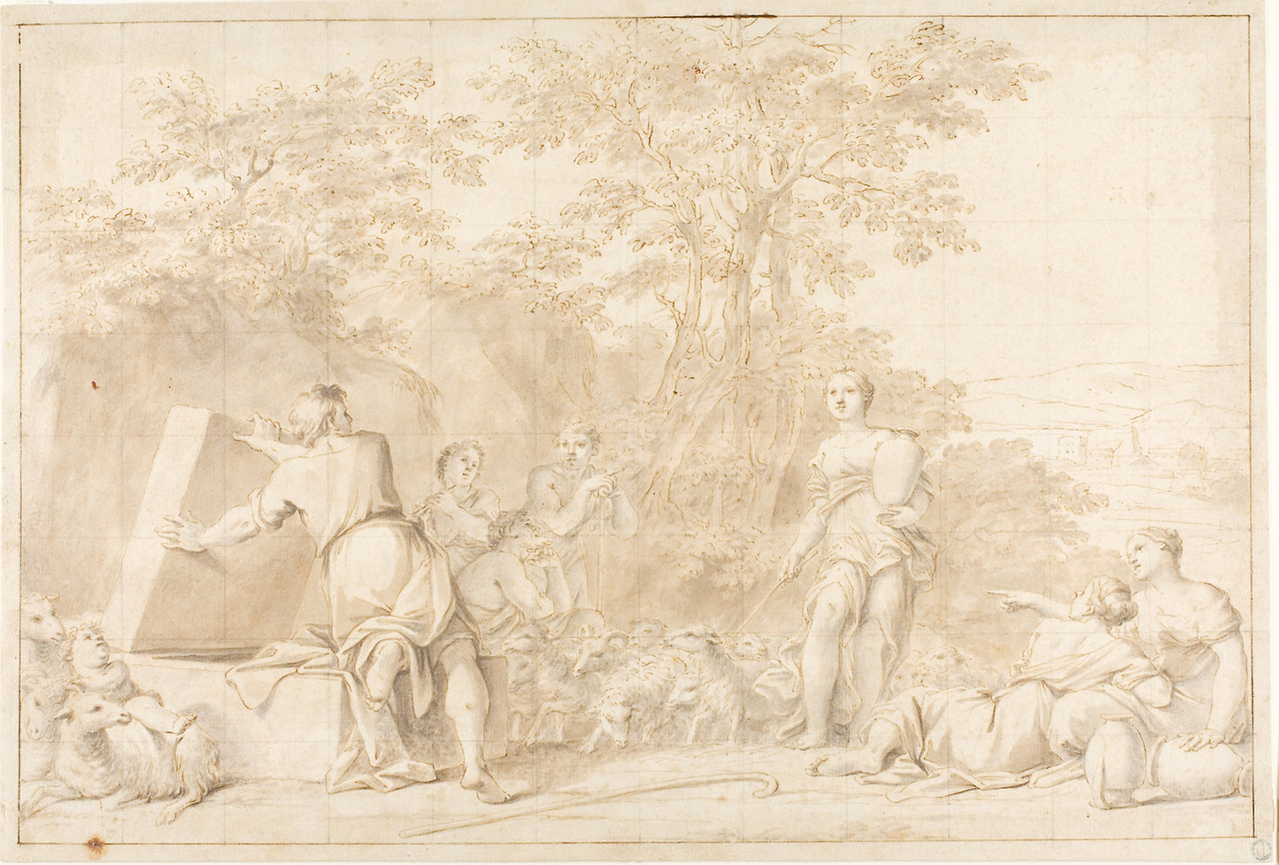 Jacob and Rachel at the Well - Marcantonio Franceschini, after, Poster Print Wall Art