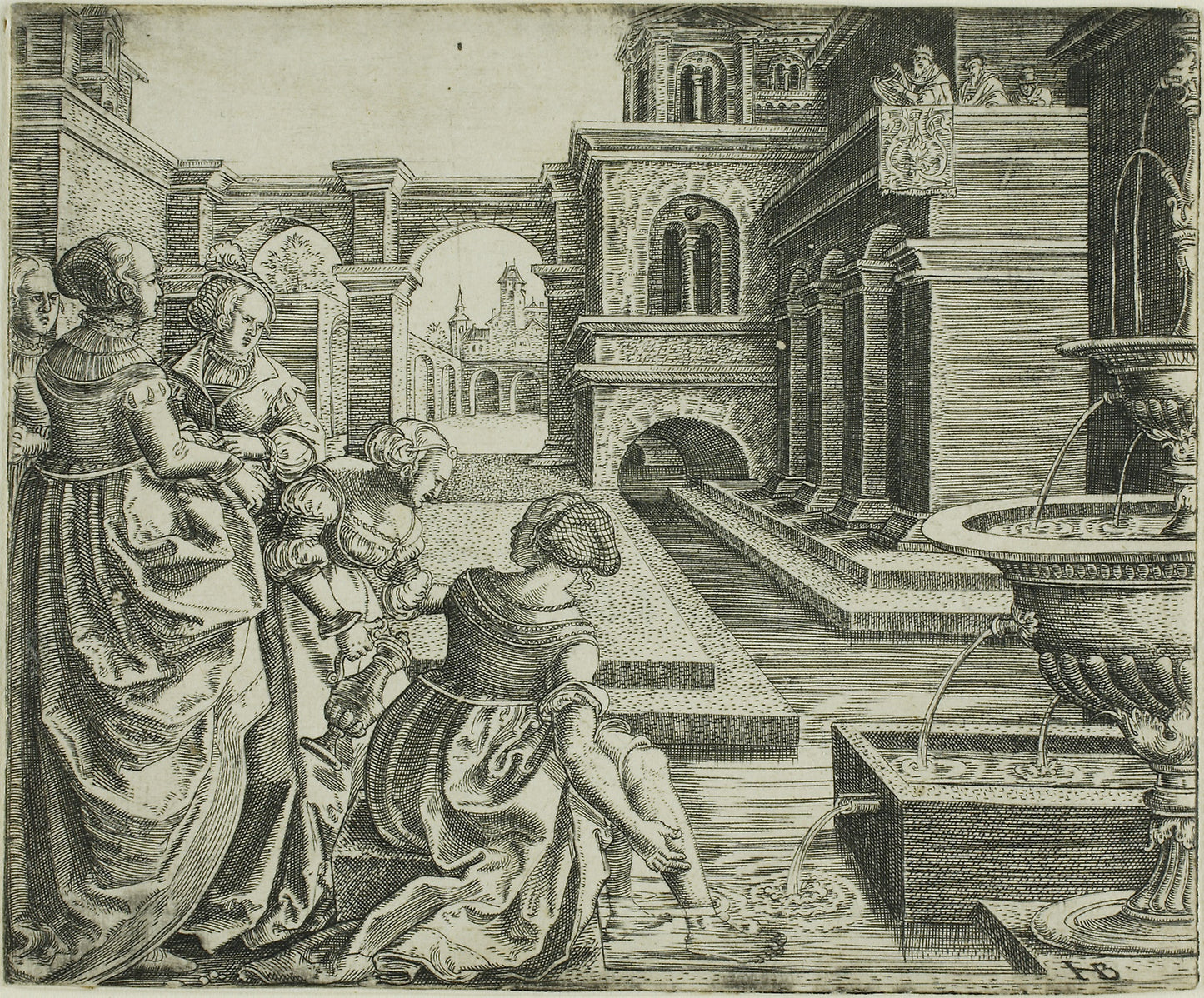 David and Bathsheba - Hans Brosamer, Poster Print Wall Art