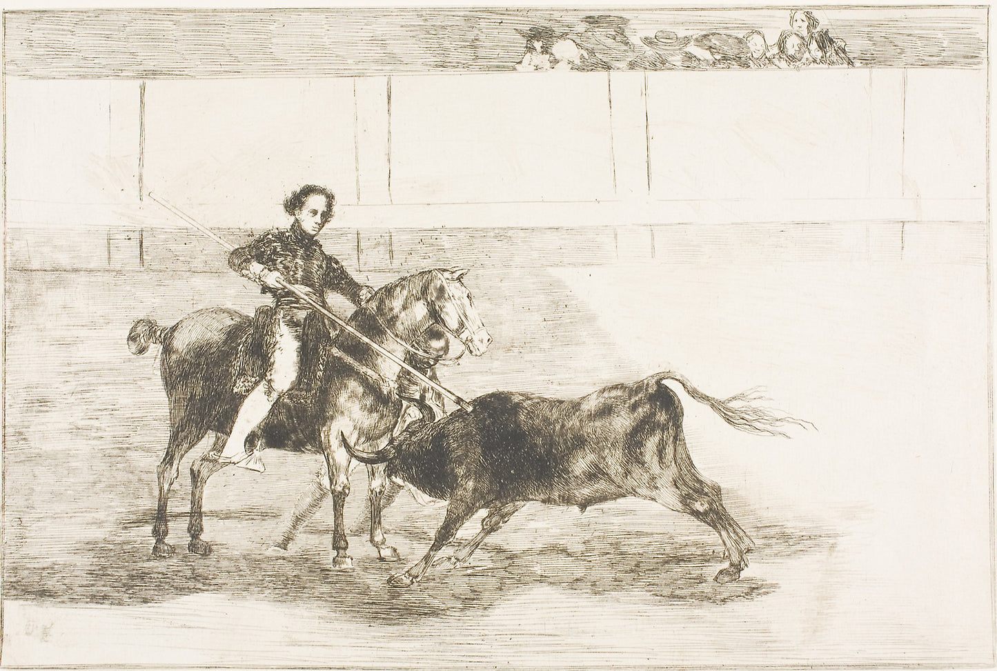 Manly courage of the celebrated Pajuelera in the ring at Saragossa, plate 22 from The Art of Bullfighting - Francisco José de Goya y Lucientes, Poster Print Wall Art