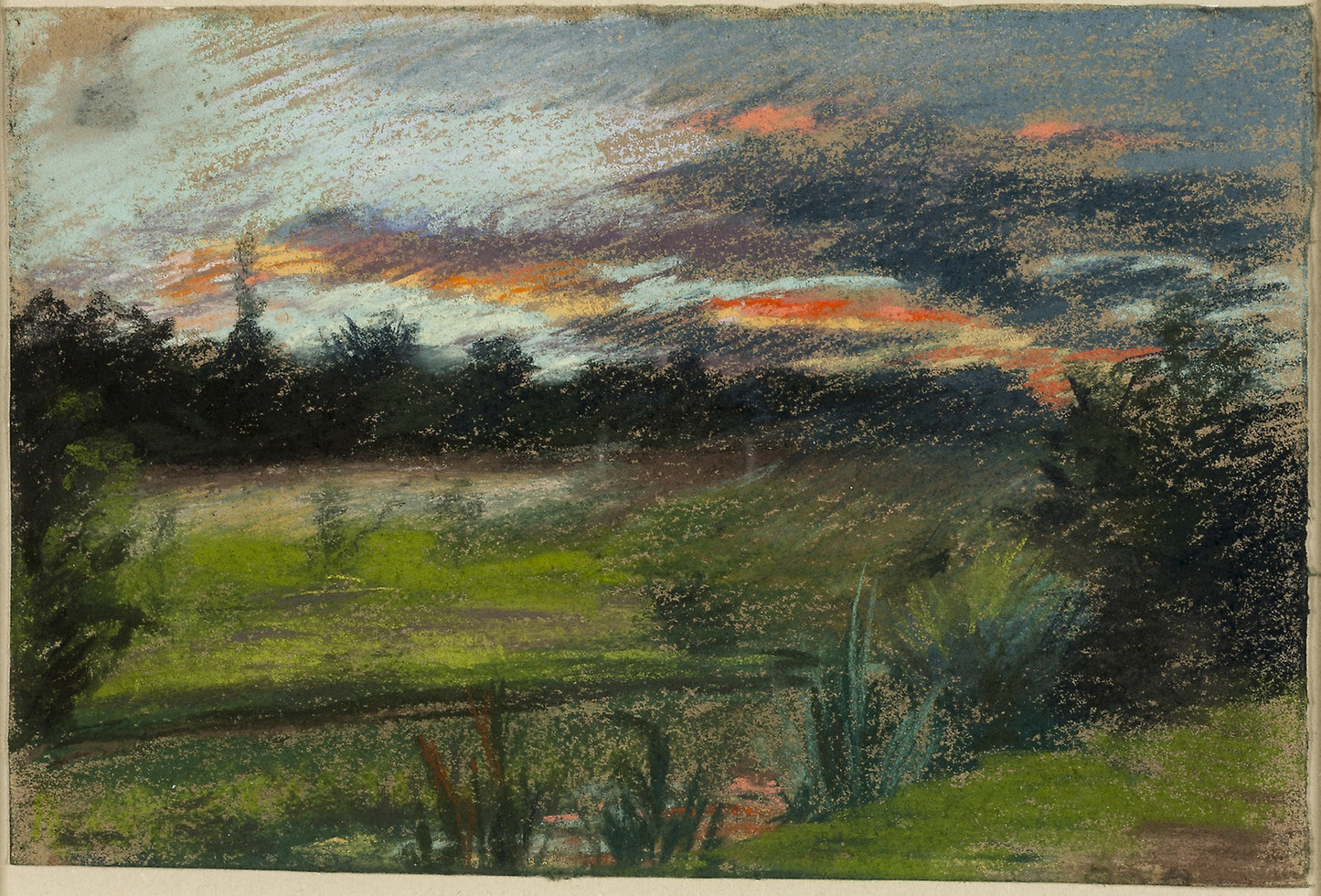 Blue and Orange Sky - Paul Huet, Poster Print Wall Art