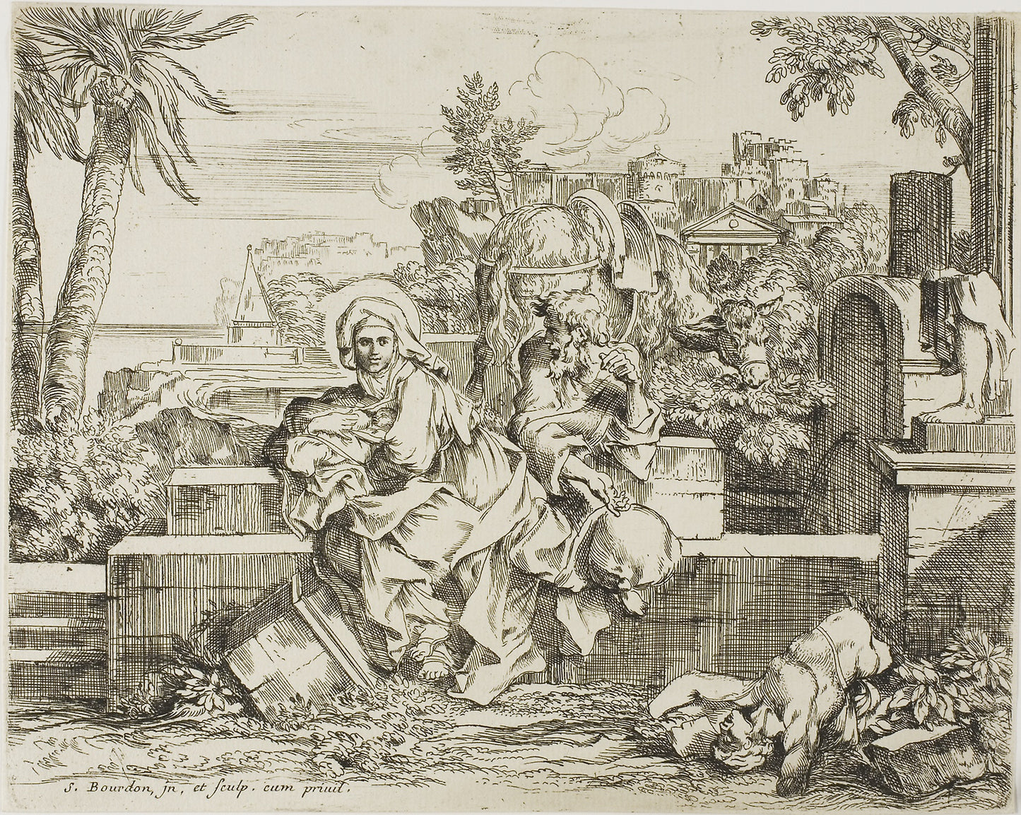 Rest on the Flight into Egypt - Sébastien Bourdon, Poster Print Wall Art