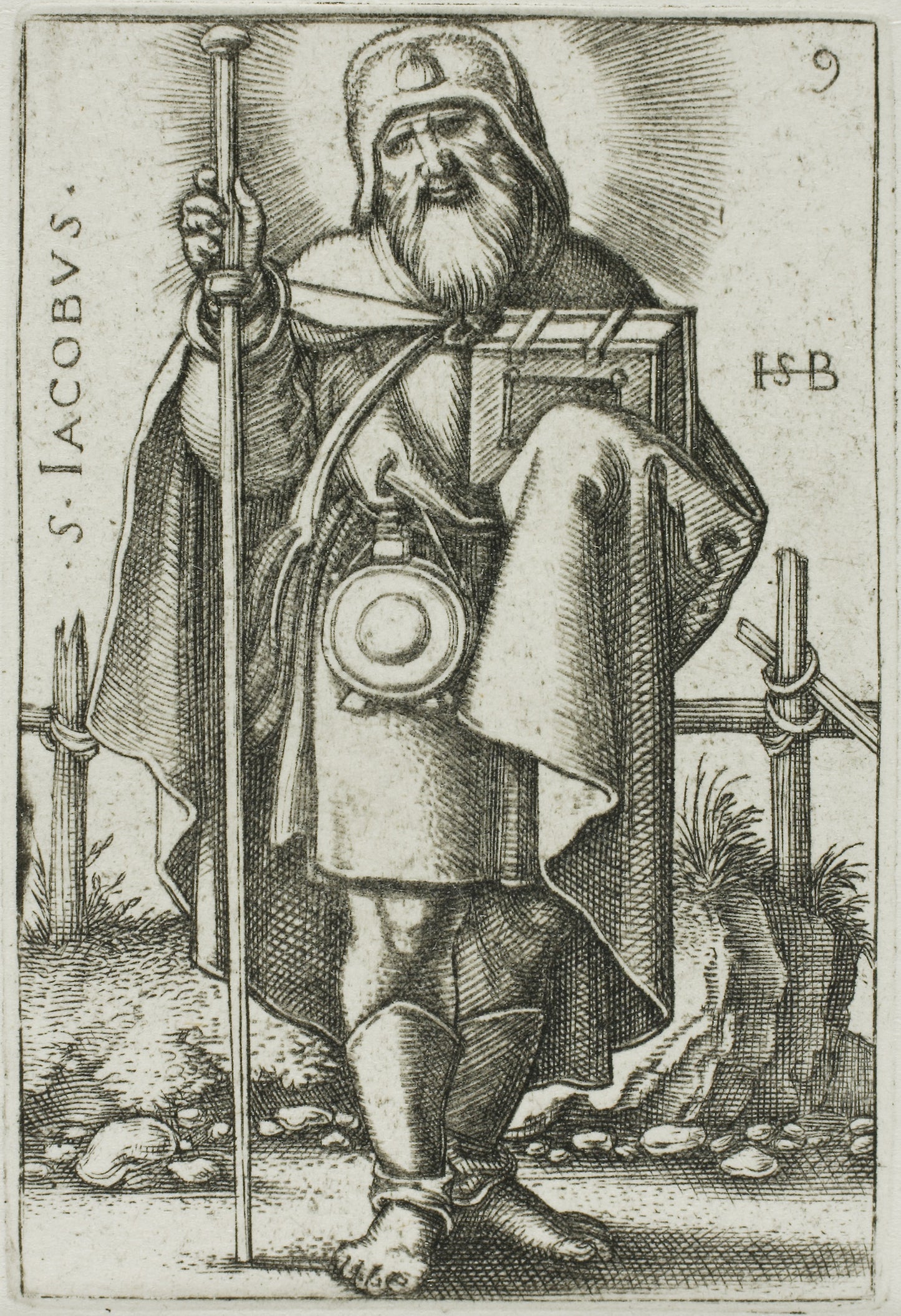 St. James Major, plate 9 from The Twelve Apostles - Sebald Beham, Poster Print Wall Art