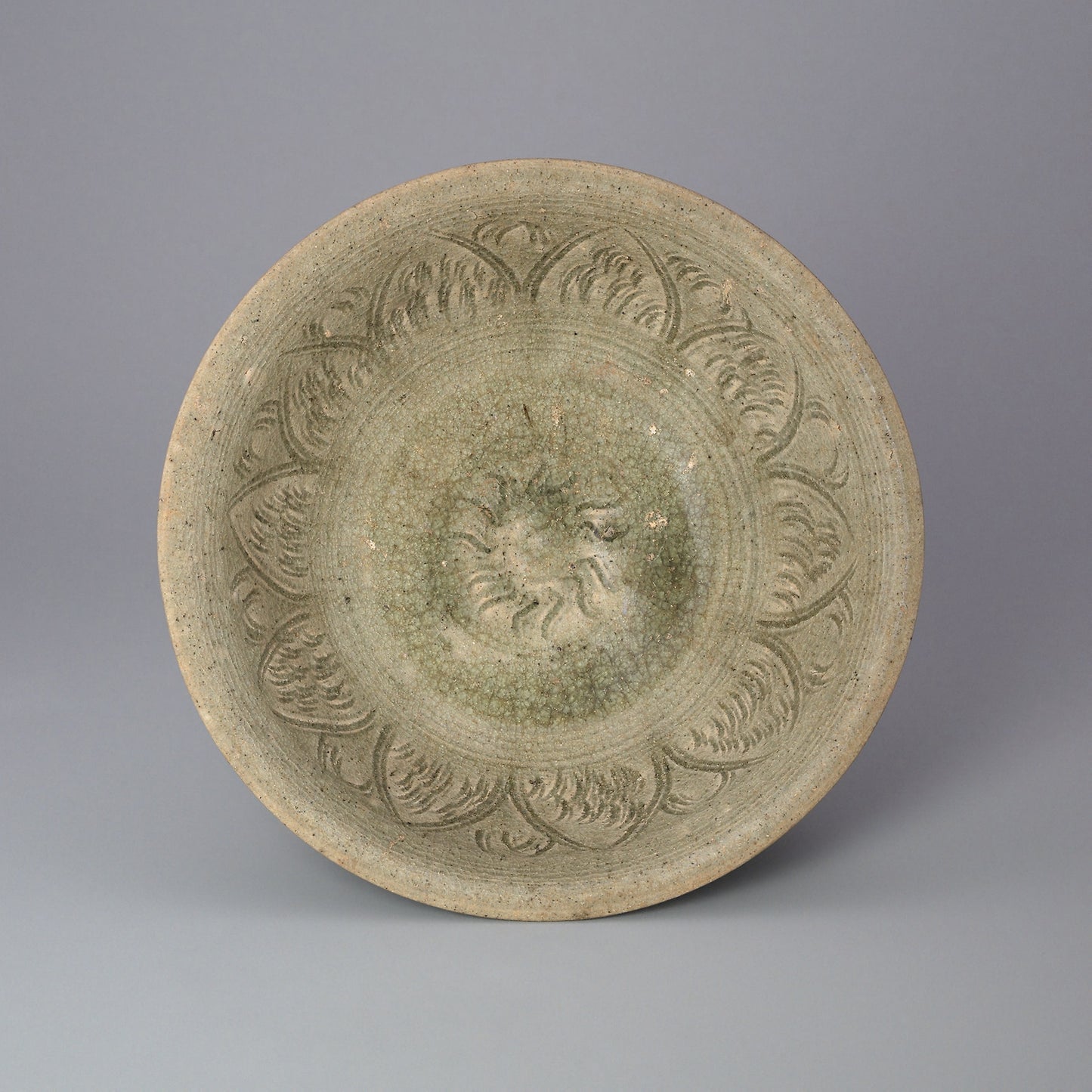 Sawankhalok Ware Stem Bowl with Incised Lotus Petal Design - Thailand, Sukhothai Province, Si Satchanalai, Poster Print Wall Art