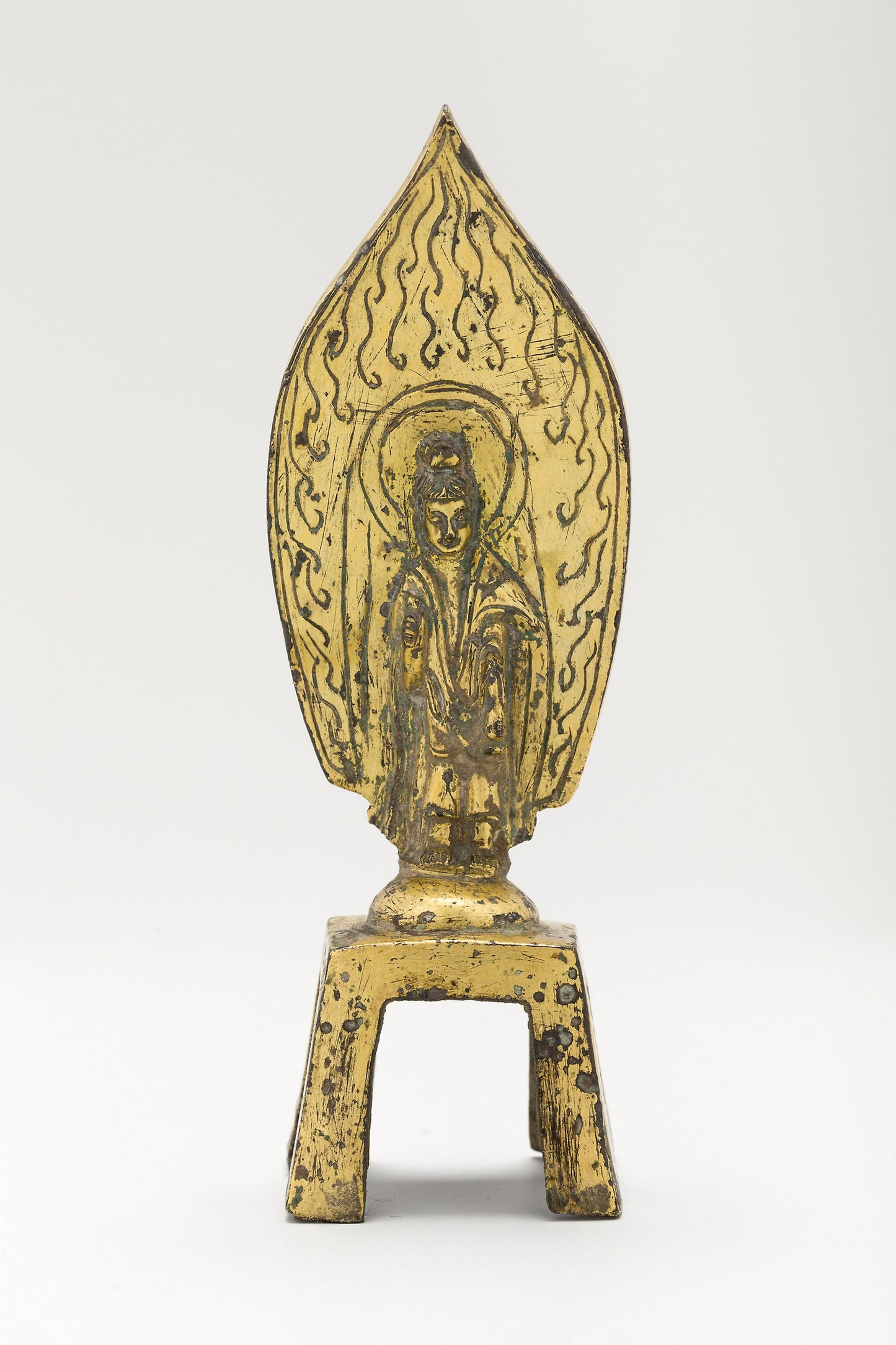Guanyin (Avalokiteshvara) Standing before Flaming Aureole and Holding a Water Bottle - China, Poster Print Wall Art