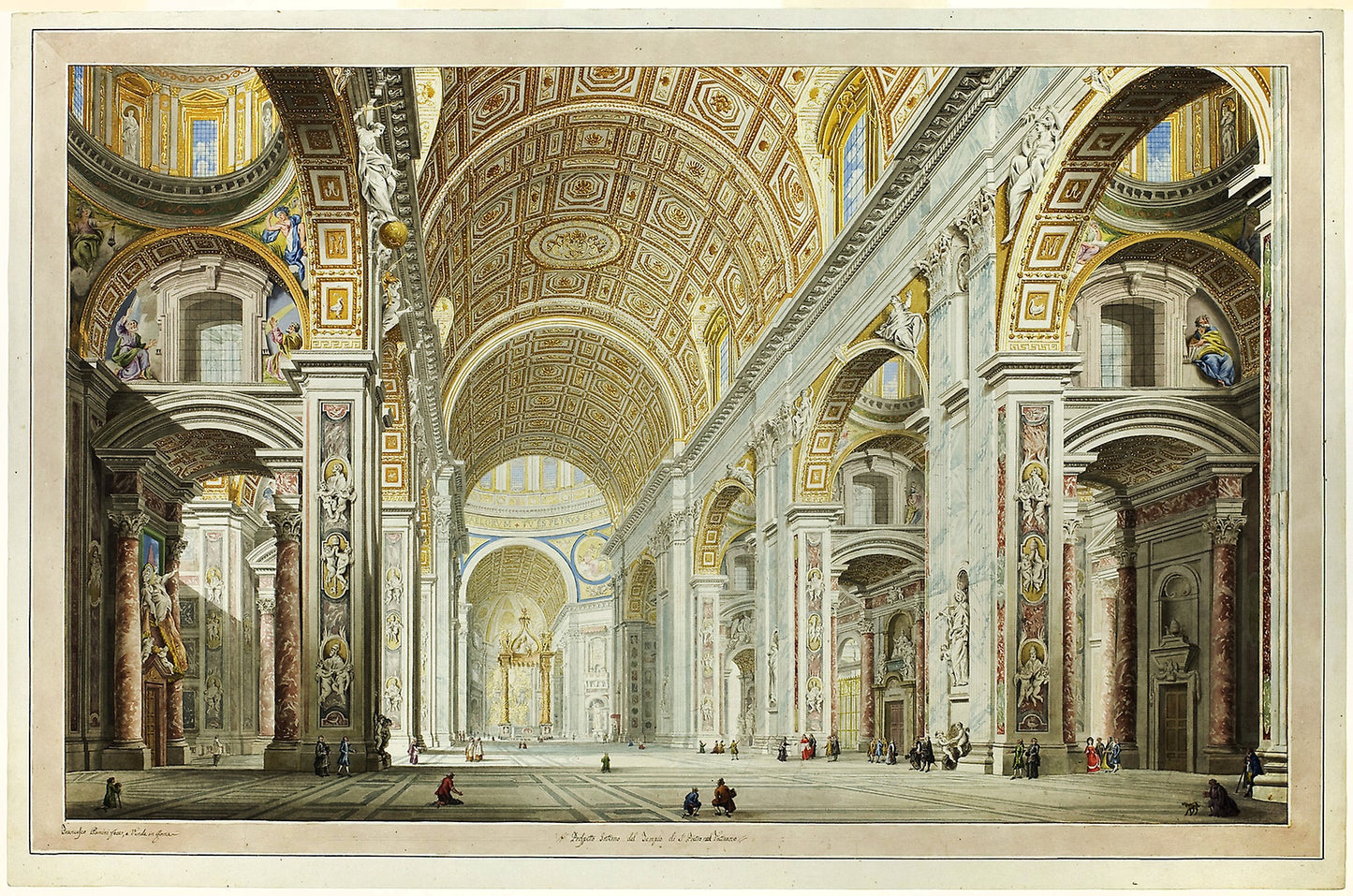 Interior View of the Church of St. Peter's in the Vatican - Francesco Panini, Poster Print Wall Art
