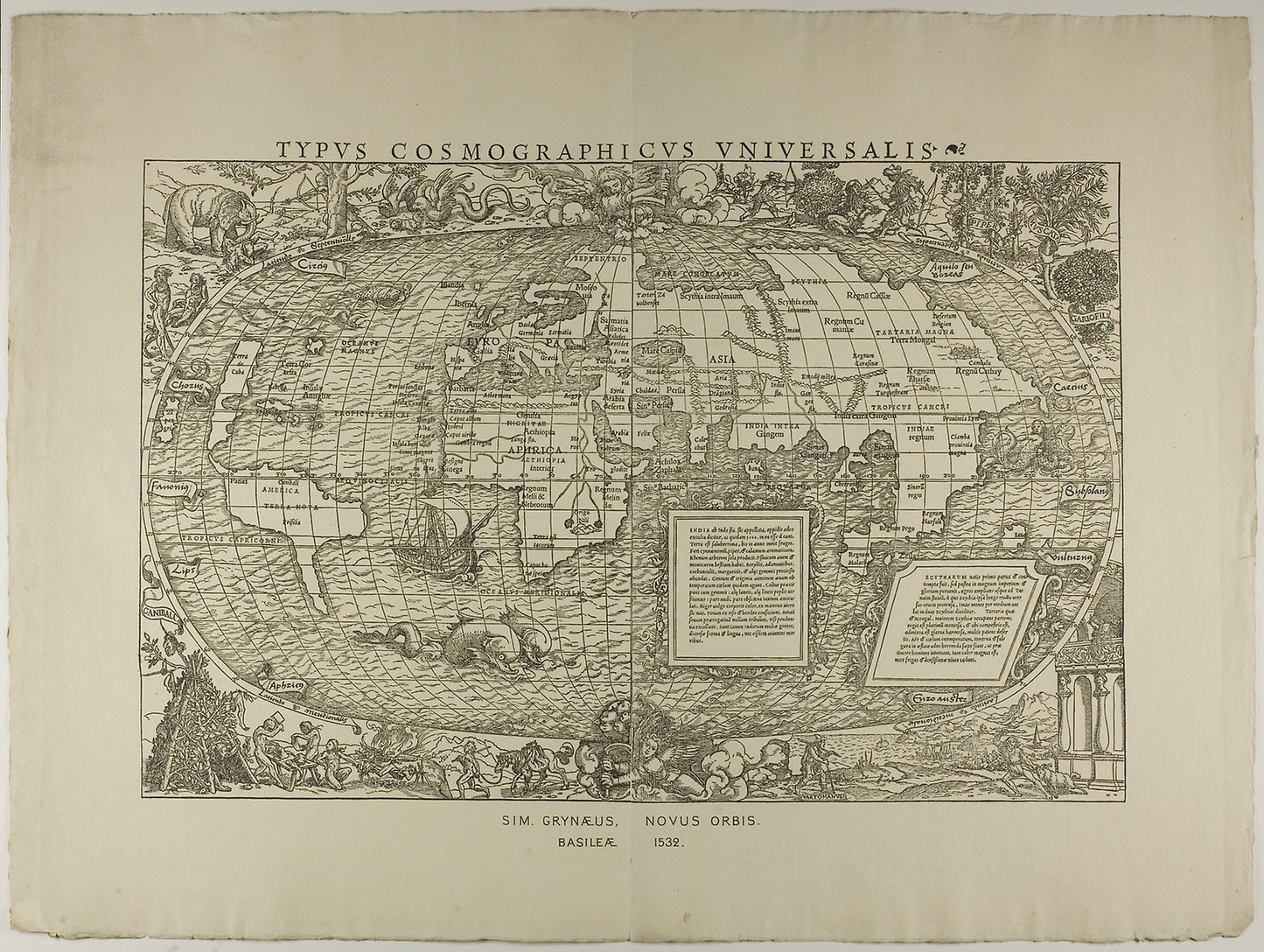 Typus Cosmographicus Universalis, Sim. Grynaeus, Novus Orbis, Basileae 1532 - Unknown Artist (English, 19th century), Poster Print Wall Art