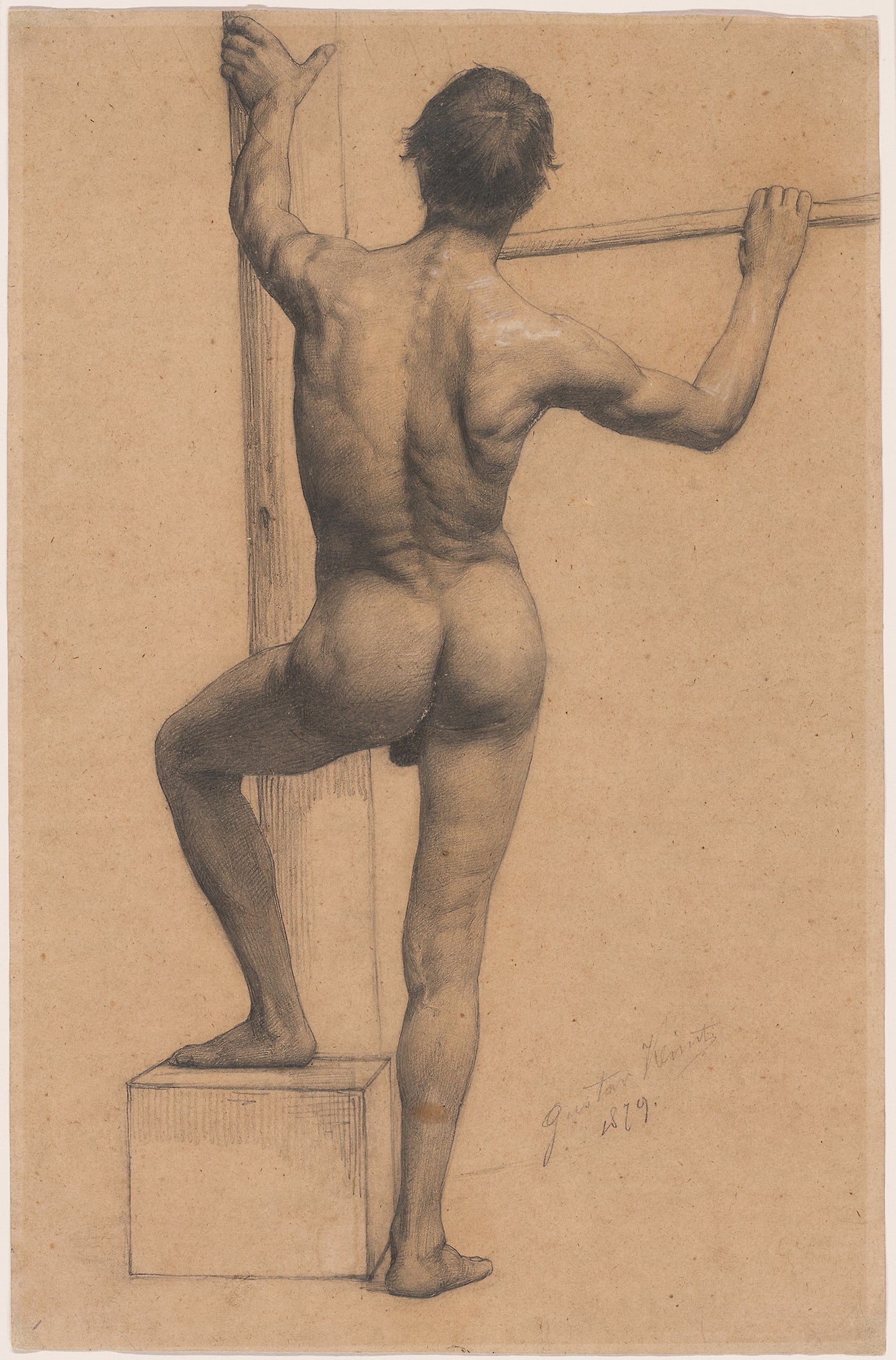 Male Nude with Left Foot on a Pedestal - Gustav Klimt, Poster Print Wall Art