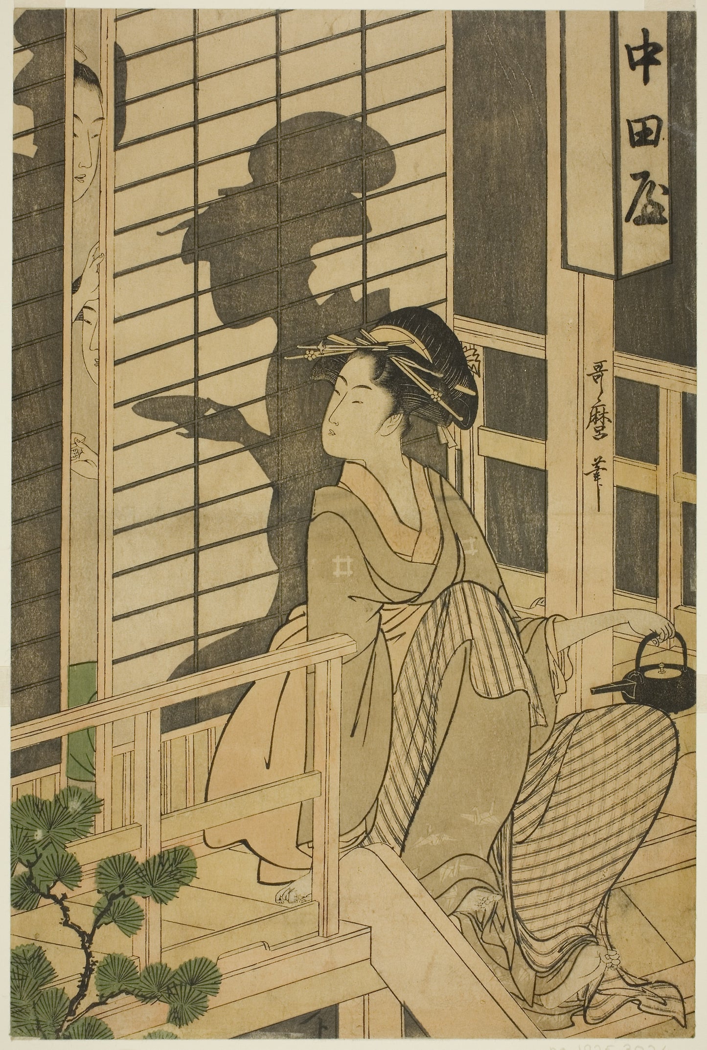 The Nakadaya teahouse - Kitagawa Utamaro ??? ??, Poster Print Wall Art