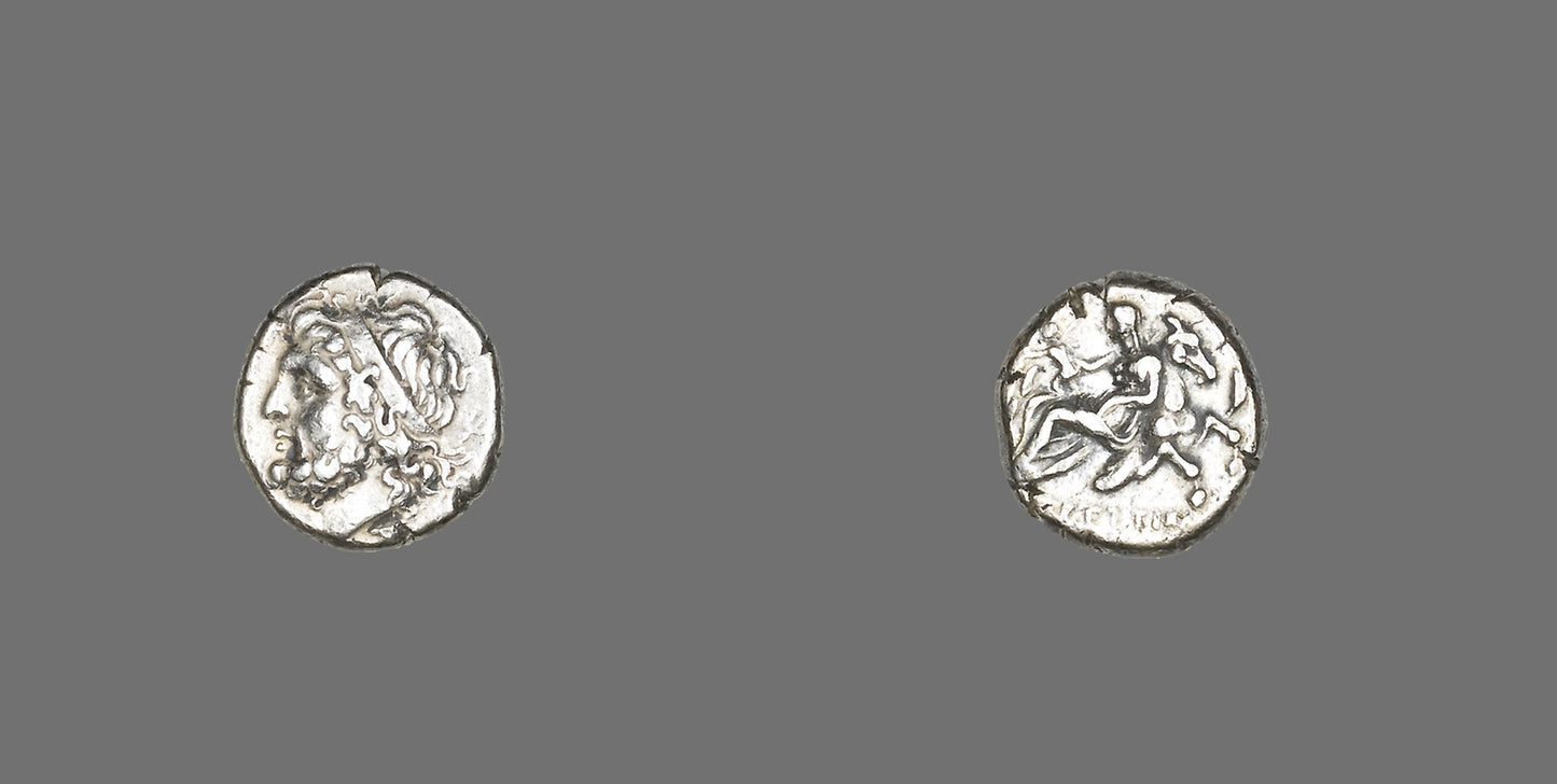 Hemidrachm (Coin) Depicting Poseidon - Greek, minted in Kroton/Bruttium, Italy, Poster Print Wall Art