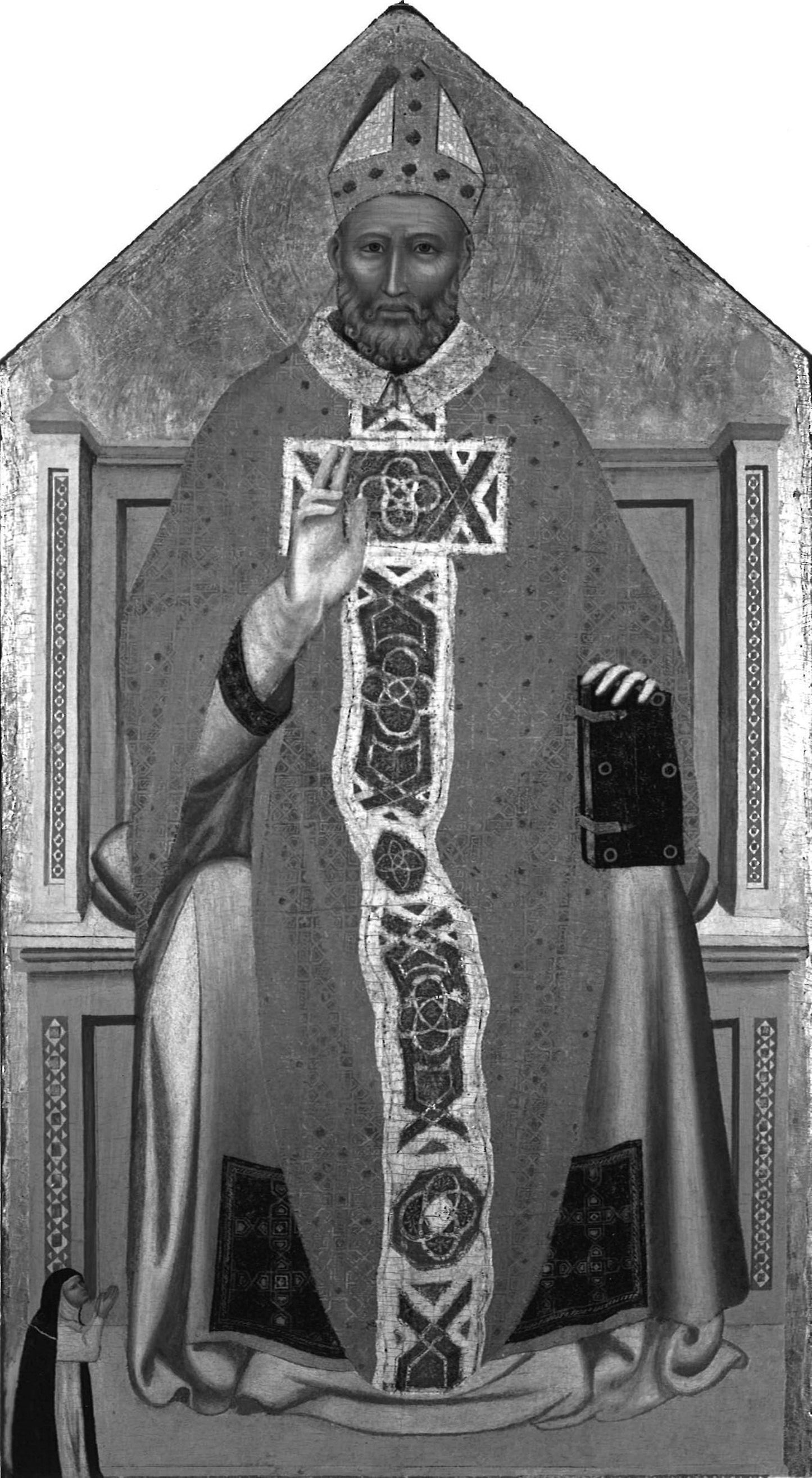 Bishop Saint Enthroned: Allegretto Nuzi,16x12"(A3) Poster