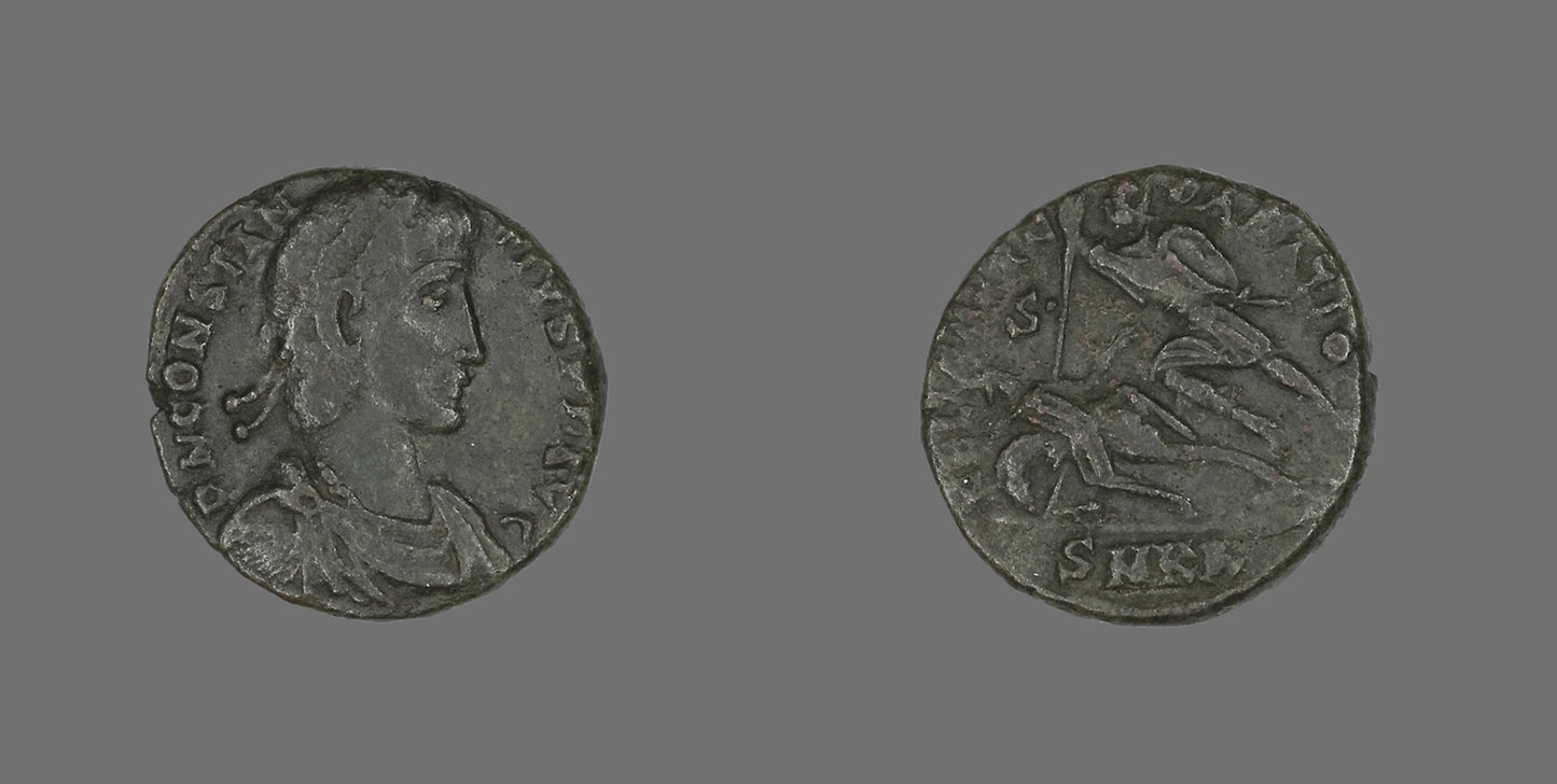 Coin Portraying Emperor Constantius II - Roman, minted in Cyzicus, Poster Print Wall Art