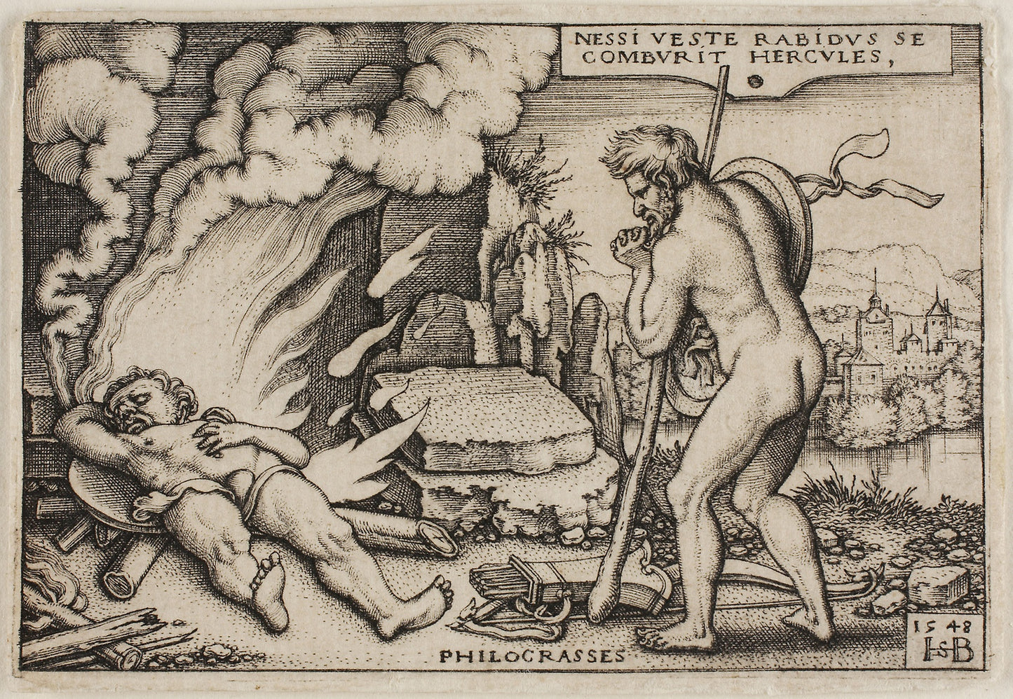 The Death of Hercules, from The Labors of Hercules - Sebald Beham, Poster Print Wall Art