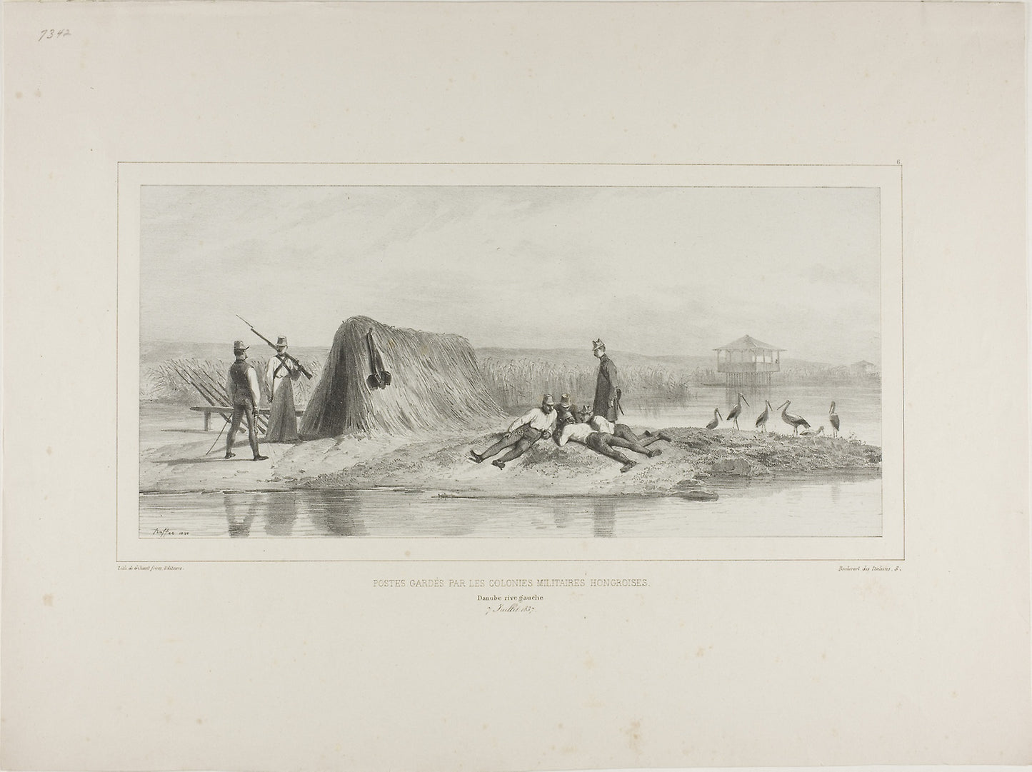 Guard Post for the Hungarian Military Colonies, Left Bank of the Danube, July 7, 1837 - Denis Auguste Marie Raffet (French, 1804-1860), Poster Print Wall Art