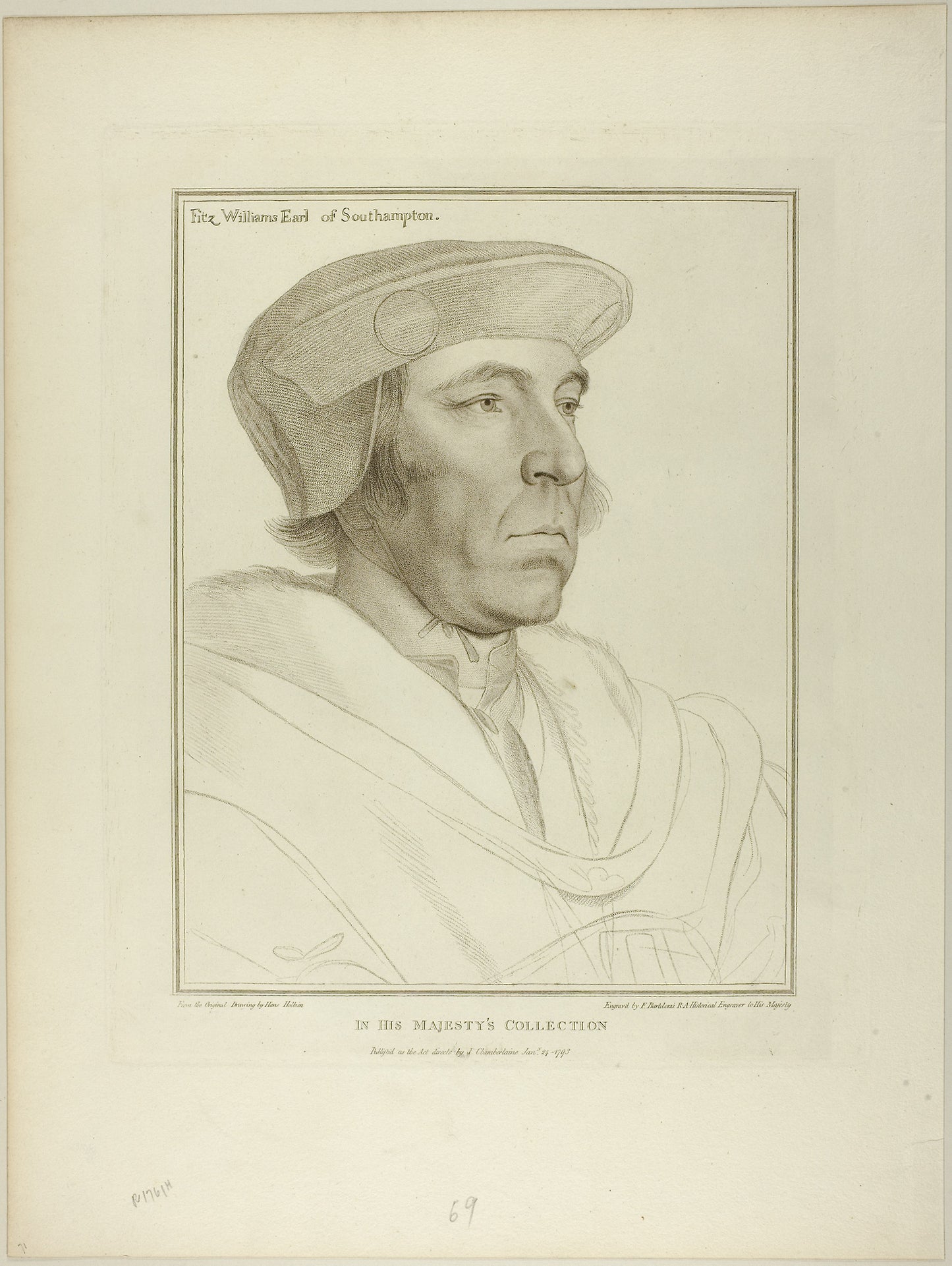 Fitz William, Earl of Southampton: Francesco Bartolozzi (Italian, 1727-1815),16x12"(A3) Poster