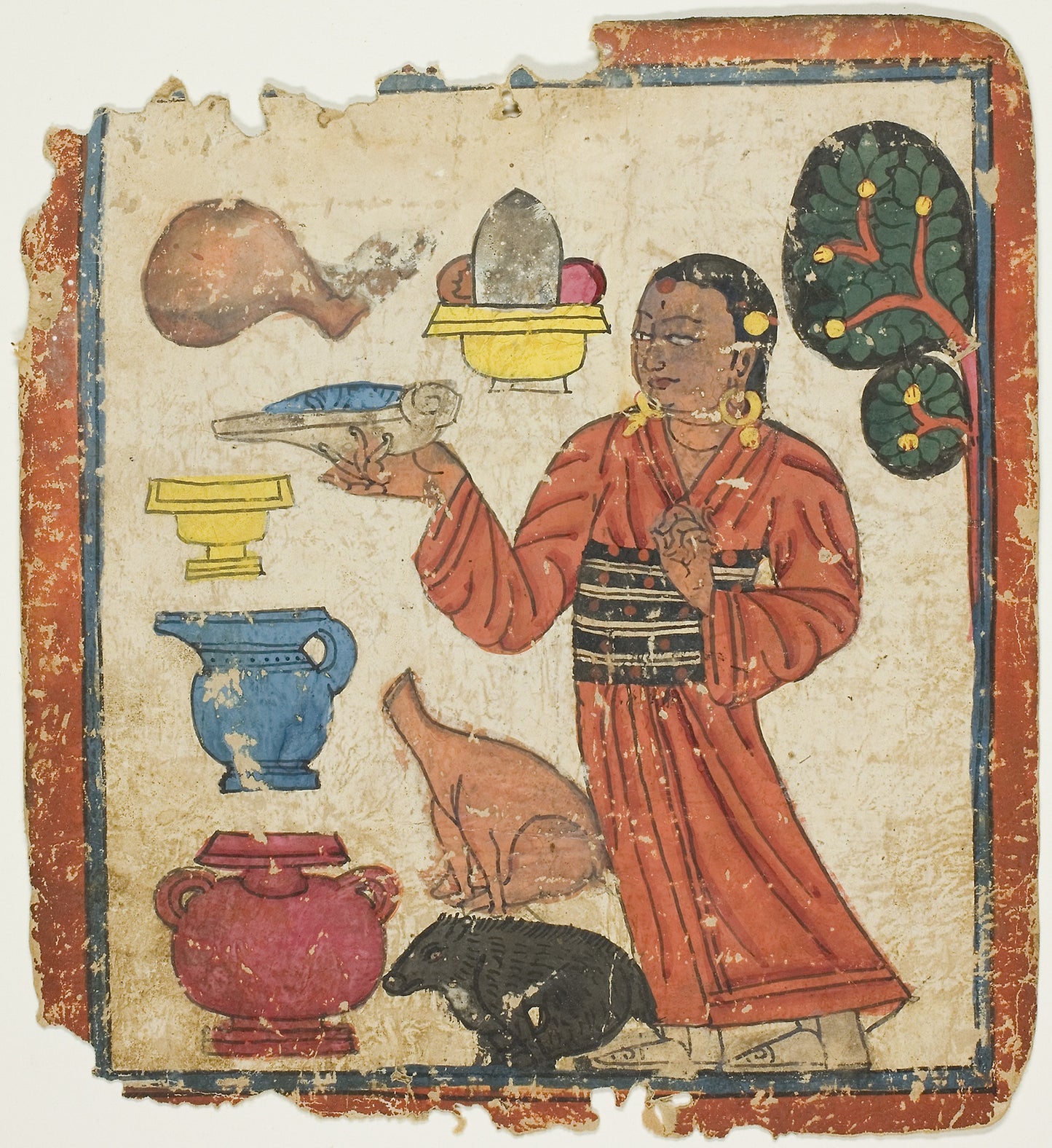 Presentation of Offerings, from a Set of Initiation Cards (Tsakali) - Southern Tibet, Poster Print Wall Art