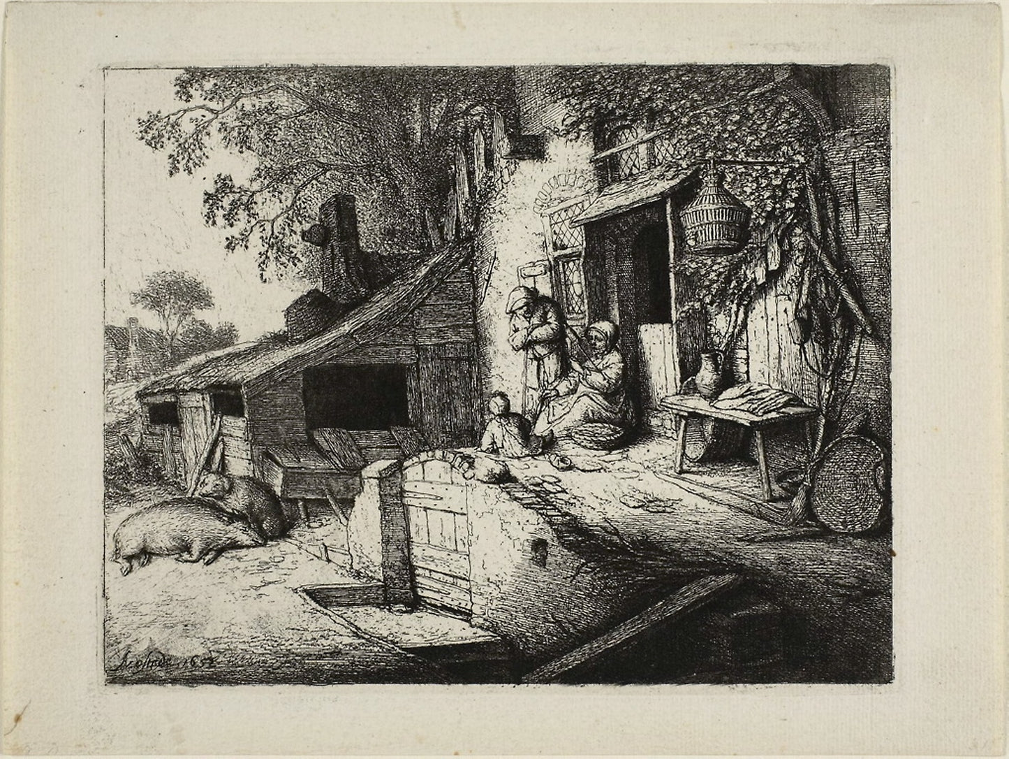 The Woman Spinning: Adriaen van Ostade, Poster Print Wall Art