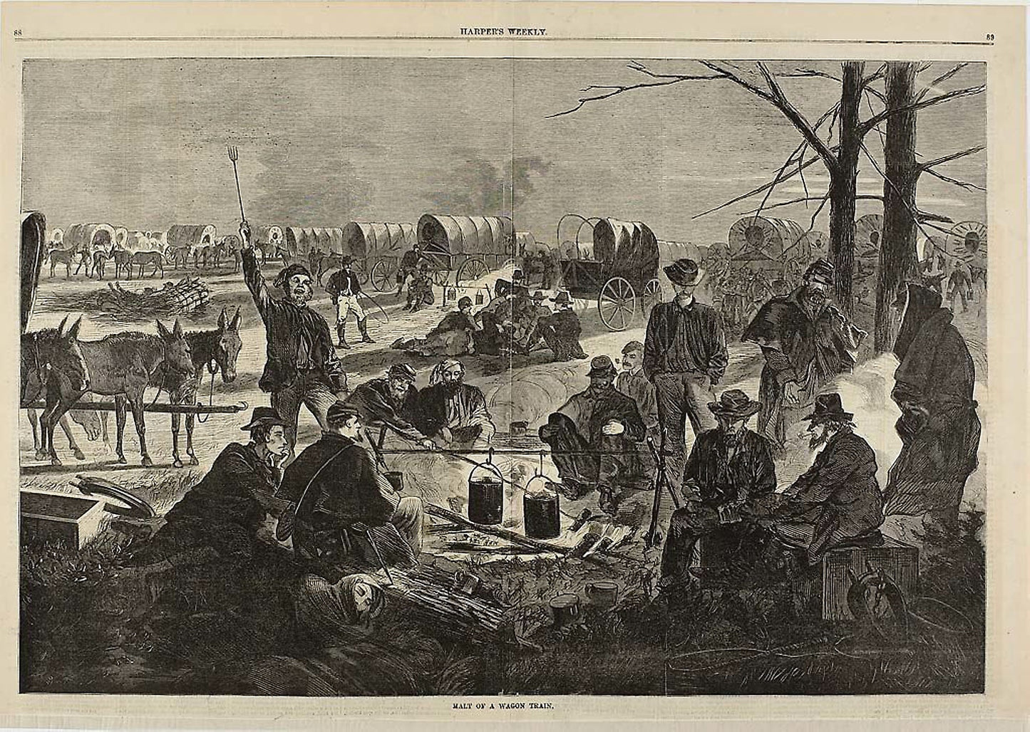 Halt of a Wagon Train - Winslow Homer (American, 1836-1910), Poster Print Wall Art