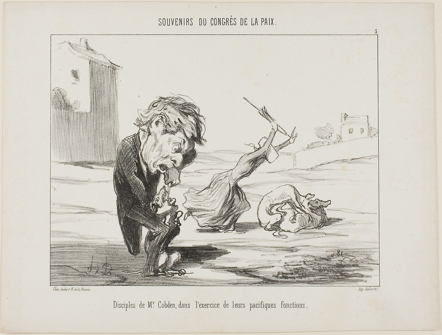 Followers of Mr. Cobden, exercising their peaceful functions, plate 5 from Souvenirs Du Congres De La Paix - Honoré Victorin Daumier, Poster Print Wall Art
