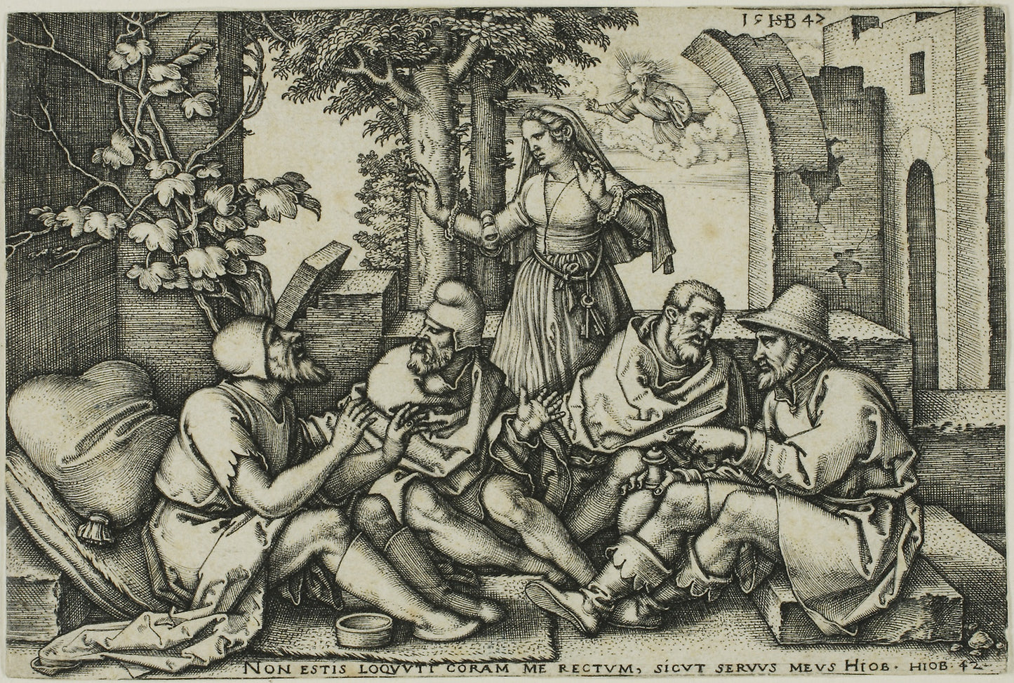 Job Conversing with His Friends - Sebald Beham, Poster Print Wall Art
