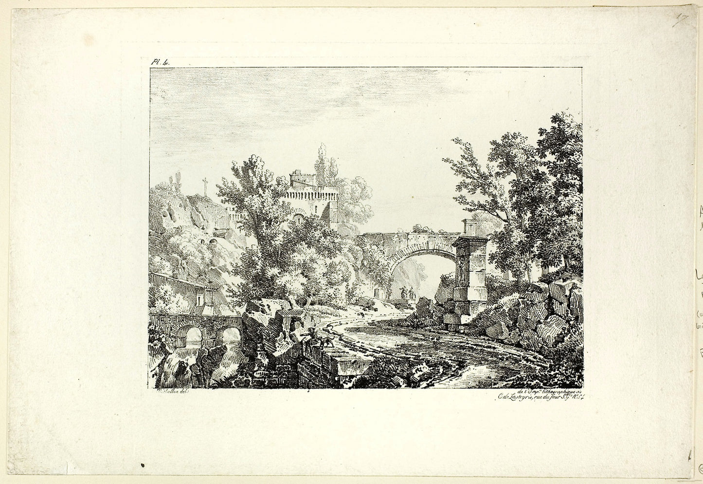 Landscape, plate IV: Achille Etna Michallon (French, 1796-1822), Poster Print Wall Art