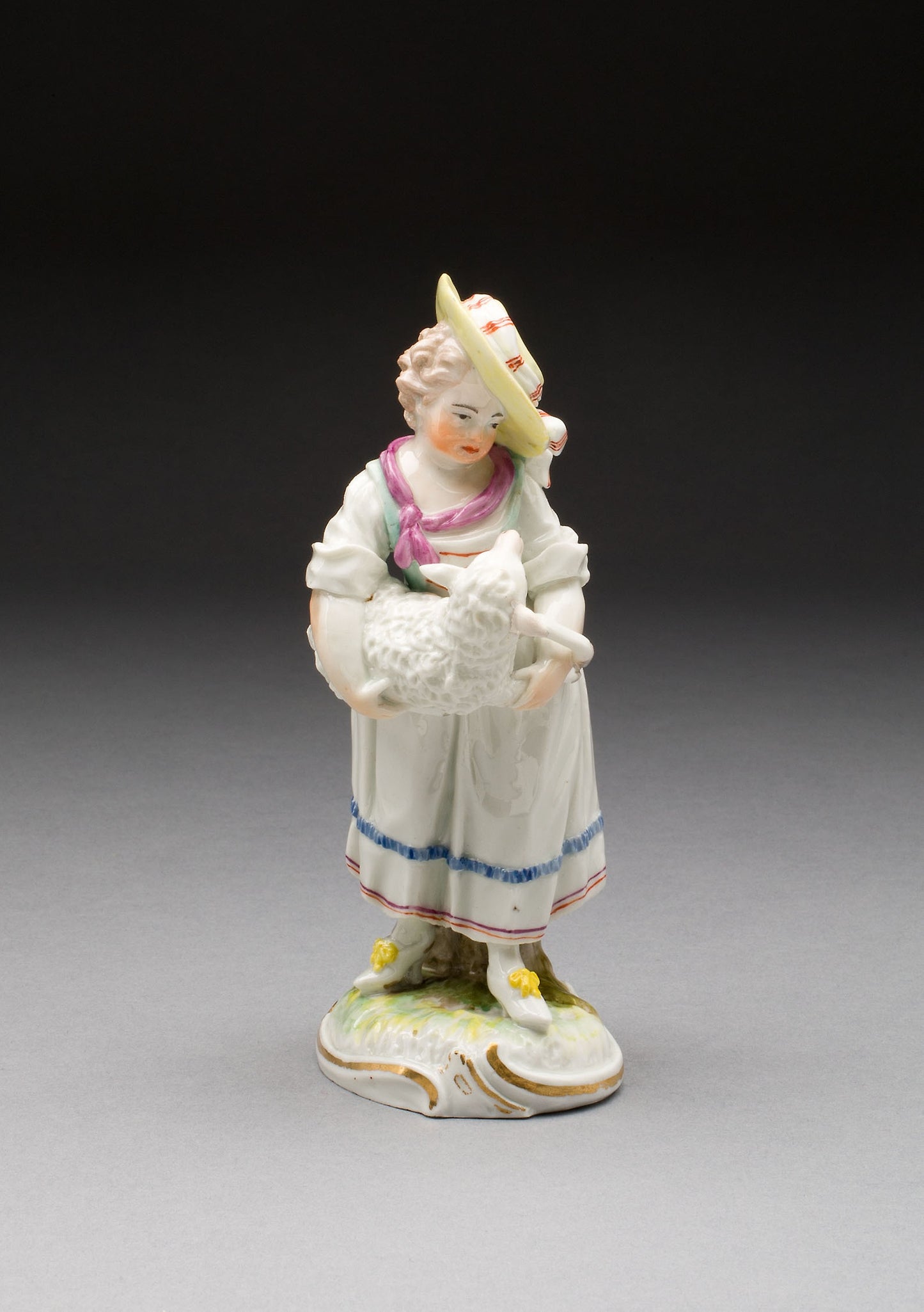 Shepherd Girl Holding Sheep - Frankenthal Porcelain Factory, Poster Print Wall Art