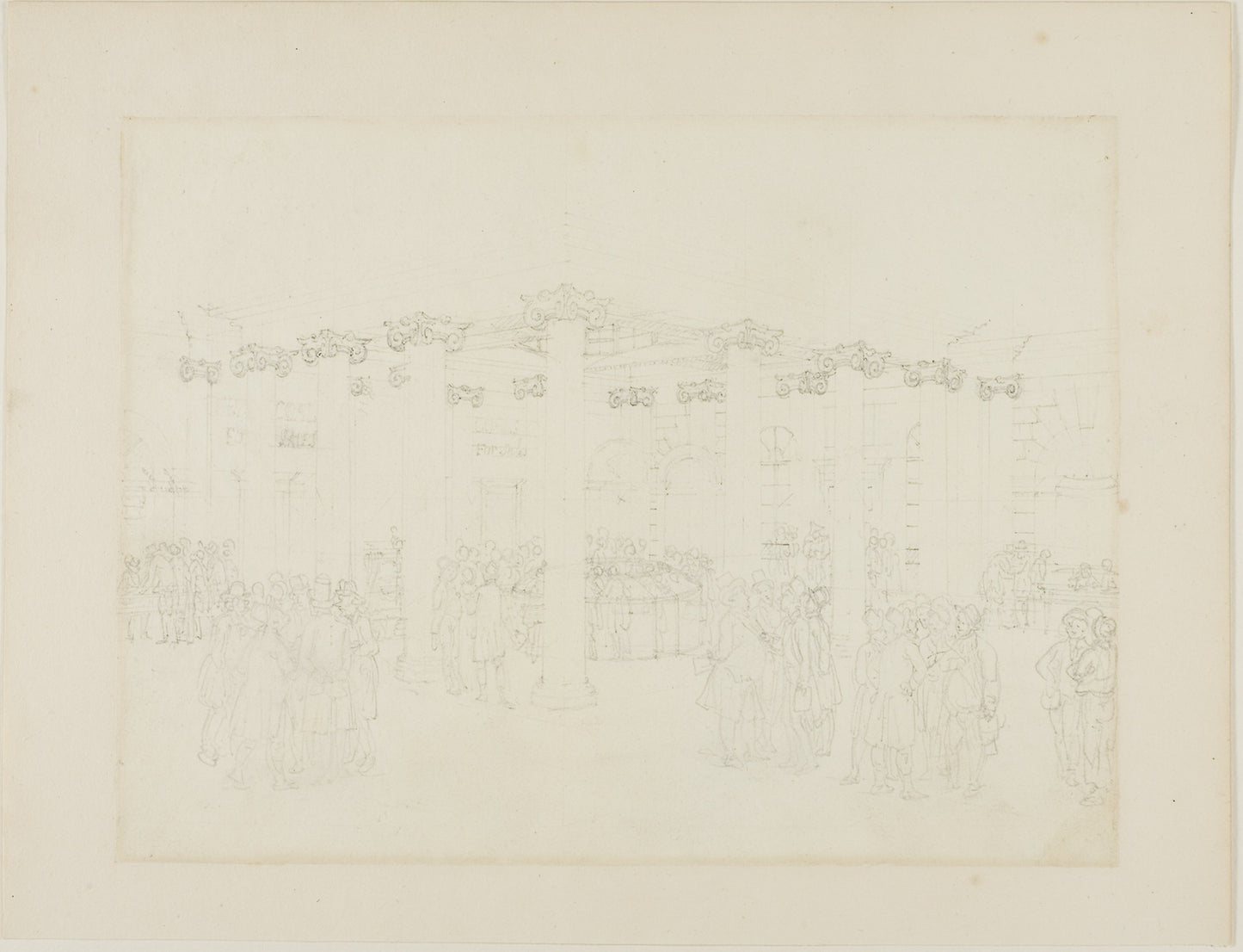 Study for The Coal Exchange, from Microcosm of London - Augustus Charles Pugin (English, born France, 1762-1832), Poster Print Wall Art