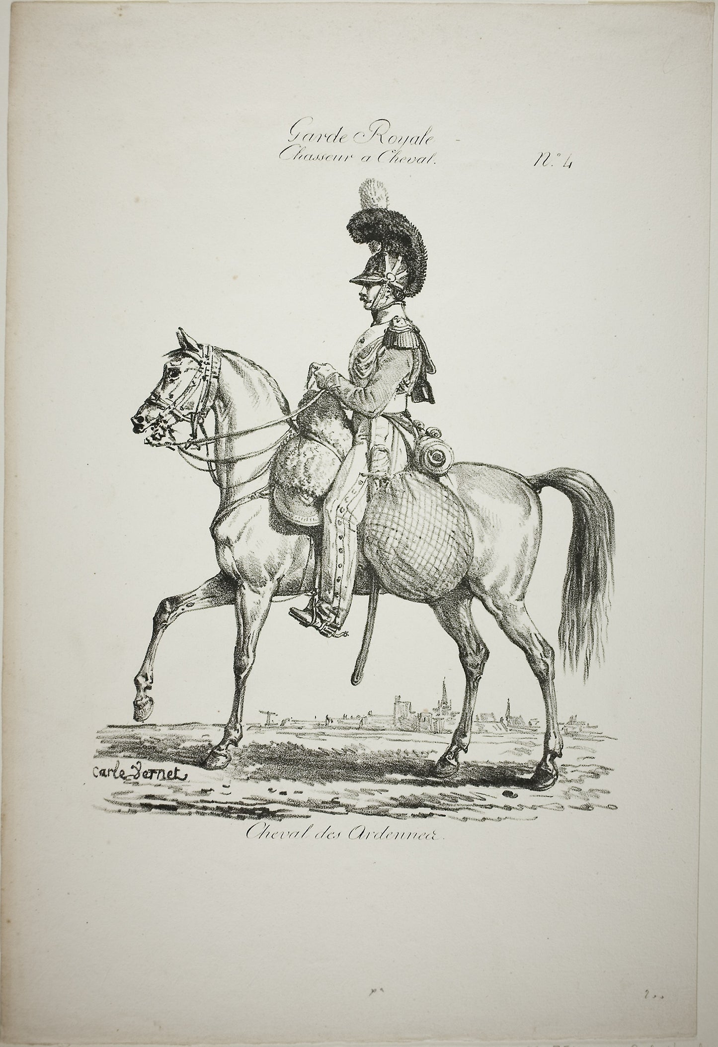 Royal Guard, Norman Mounted Light Infantryman and Horse, No. 4 - Carle Vernet (French, 1758-1836), Poster Print Wall Art