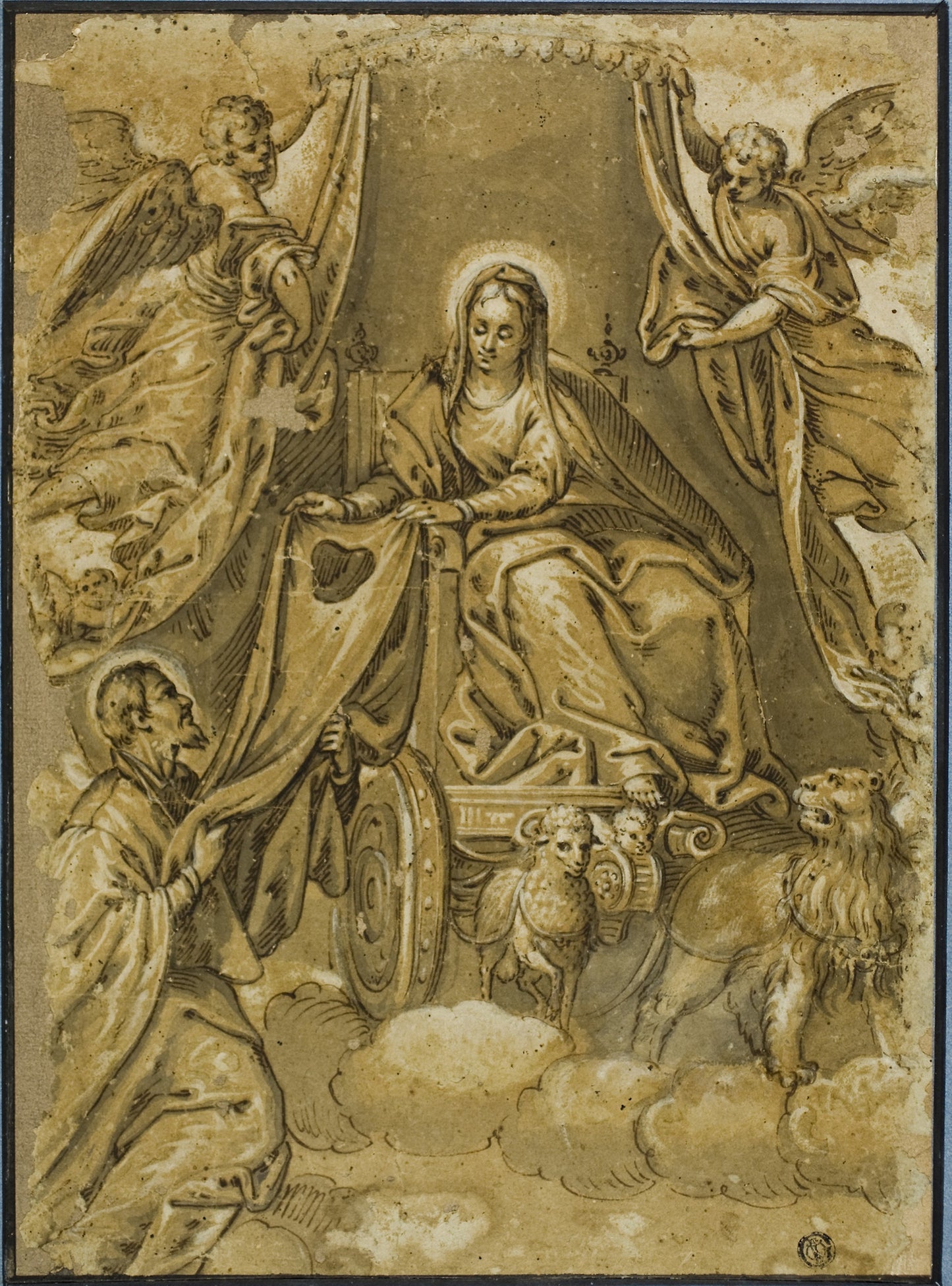 Virgin Mary Handing Scapular to Saint Simon Stock - Paolo Caliari, called Paolo Veronese, Poster Print Wall Art