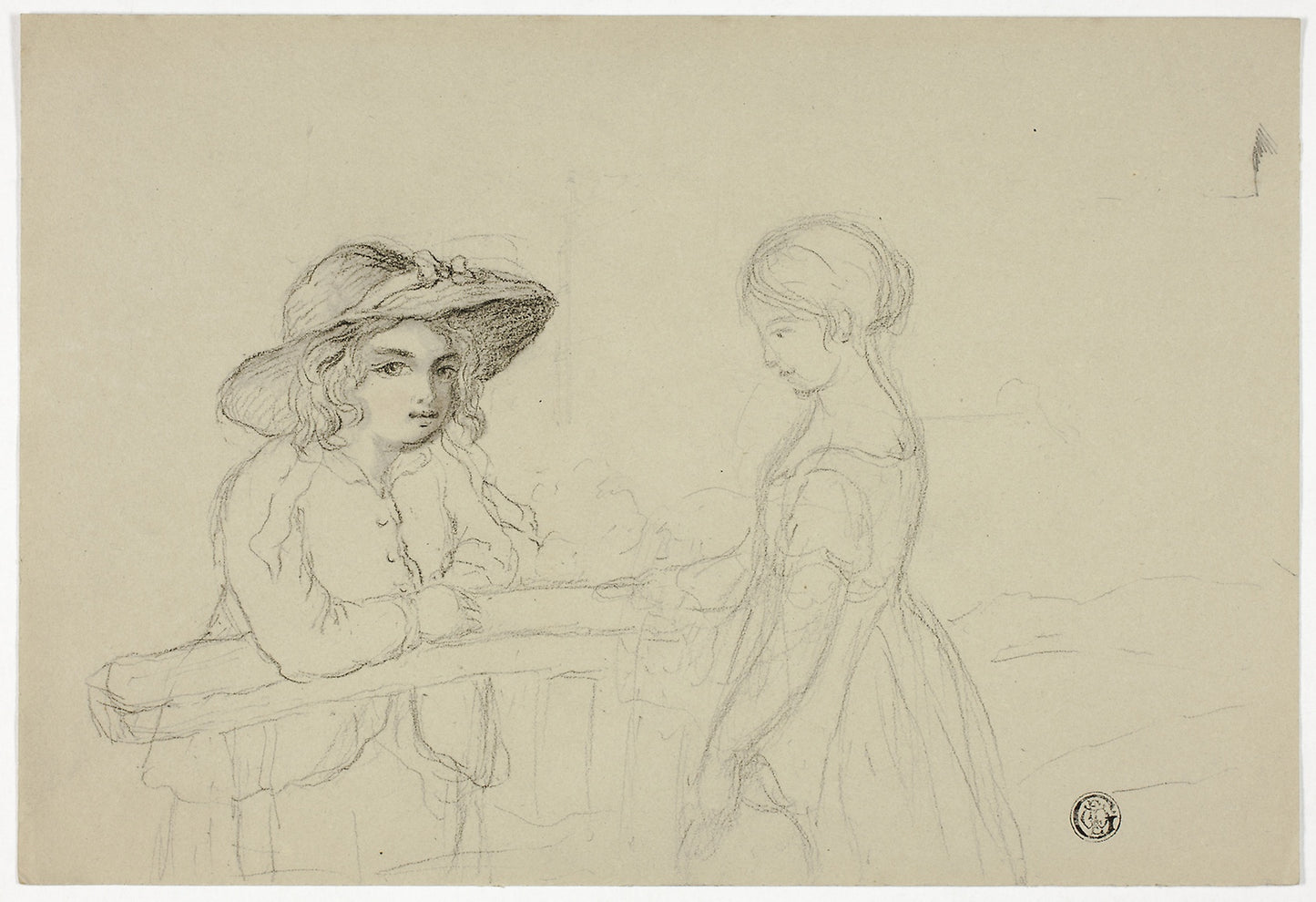 Two Girls at Gate - Elizabeth Murray, Poster Print Wall Art