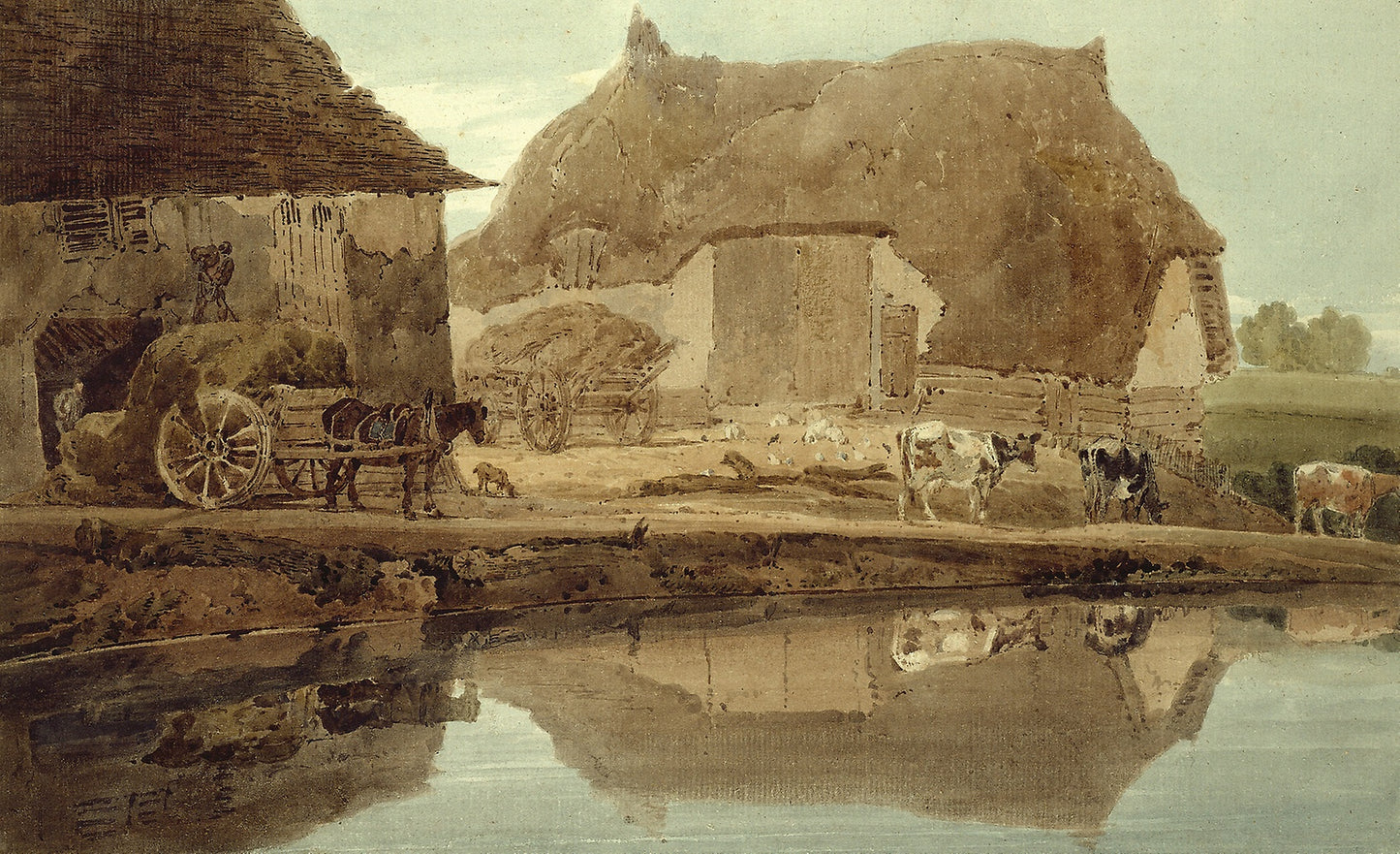 Phineas Borret's Farm near Saffron Walden - Thomas Girtin, Poster Print Wall Art