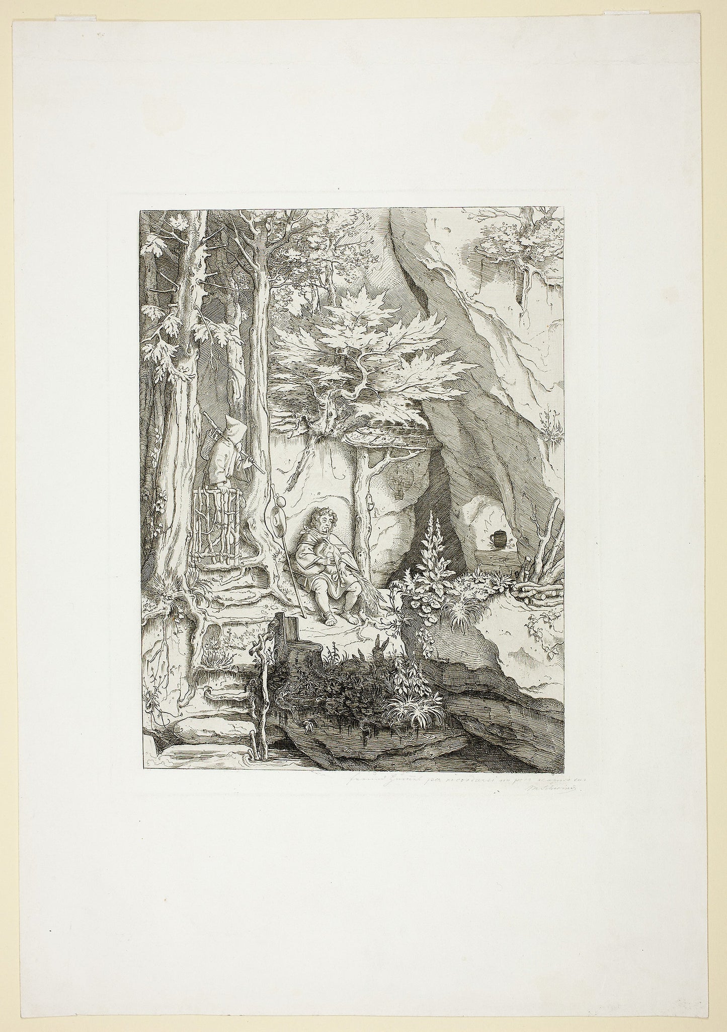 A Musician with a Hermit: Moritz von Schwind,16x12"(A3) Poster