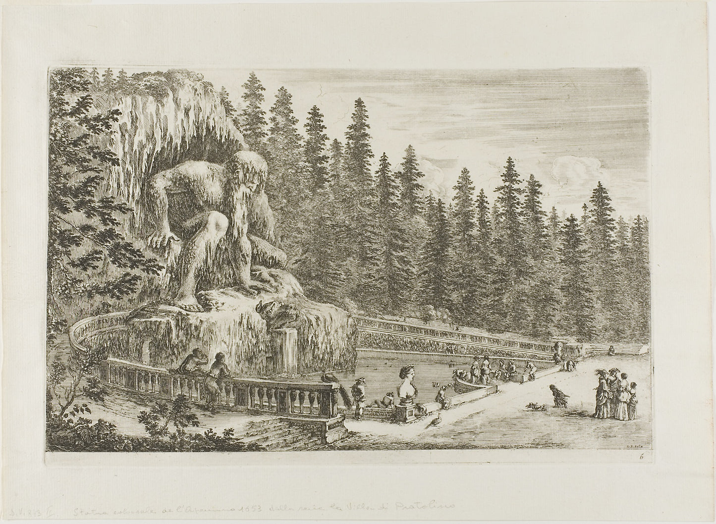 The Colossal Statue of the Apennines, from Views of Villa di Pratolino - Stefano della Bella, Poster Print Wall Art