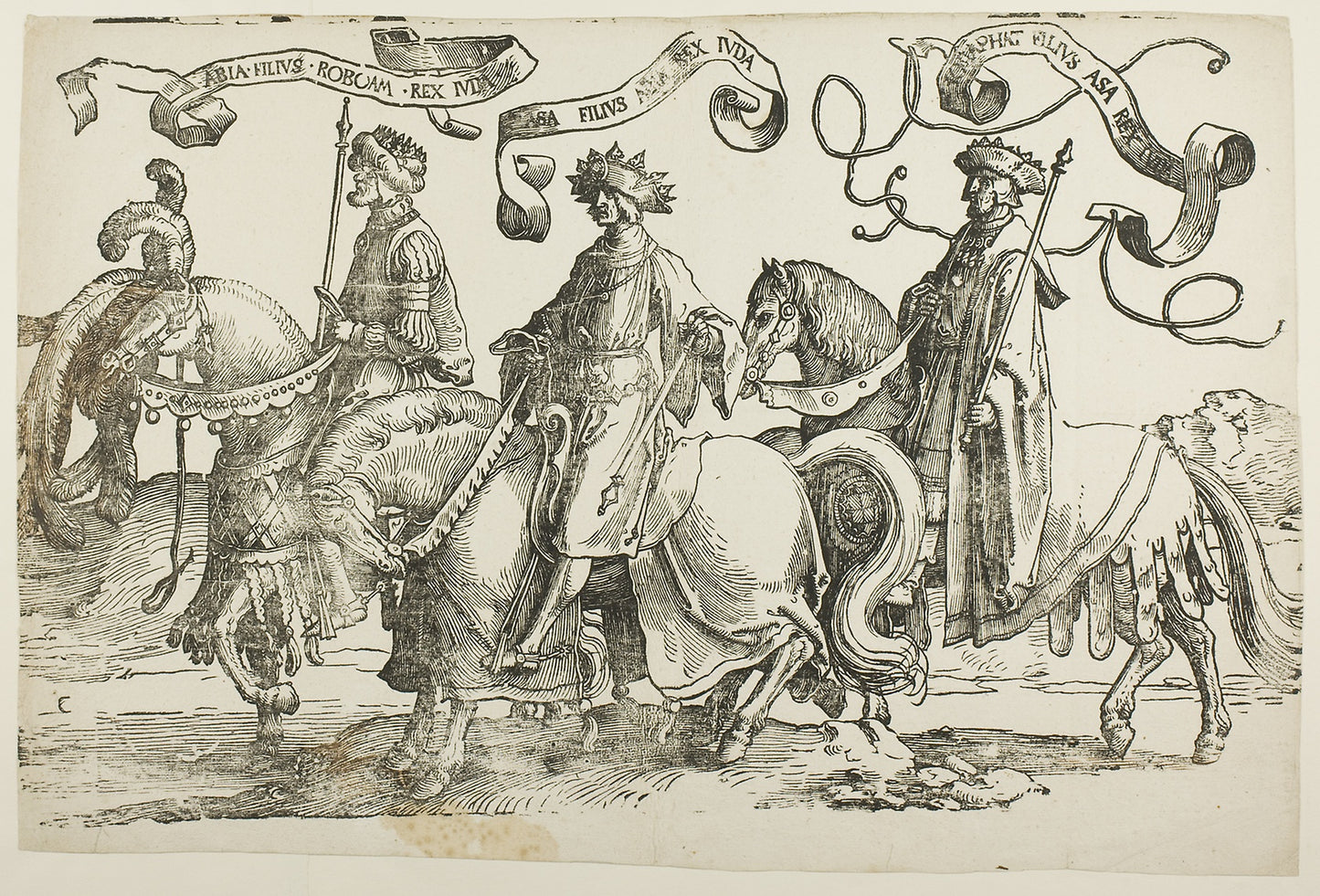 Abijah, Asa, Jehosafat, plate two, from The Twelve Kings of Israel - Lucas van Leyden, Poster Print Wall Art