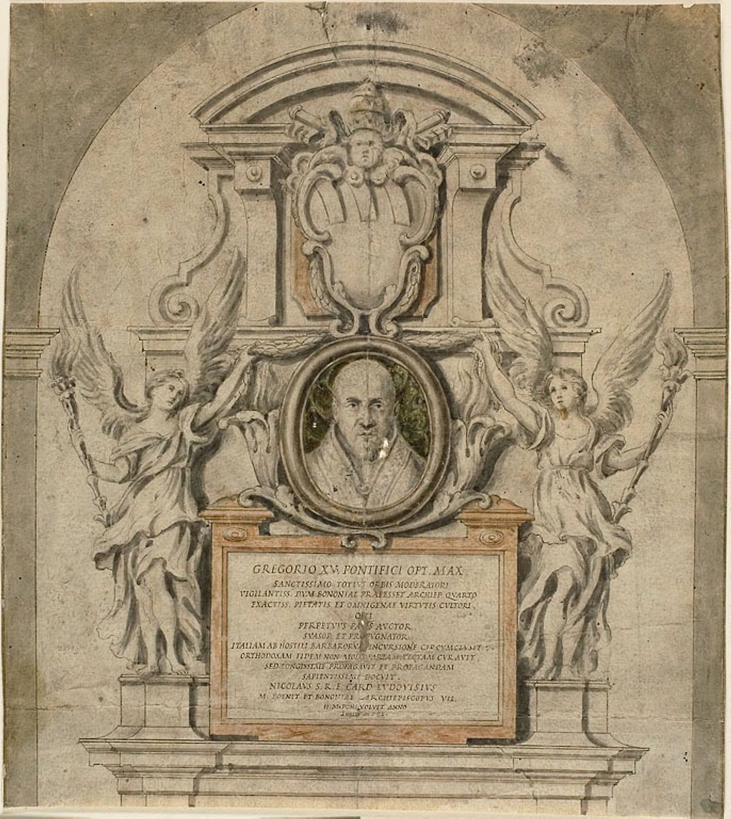Design for Memorial to Pope Gregory XV - Alessandro Algardi, after, Poster Print Wall Art
