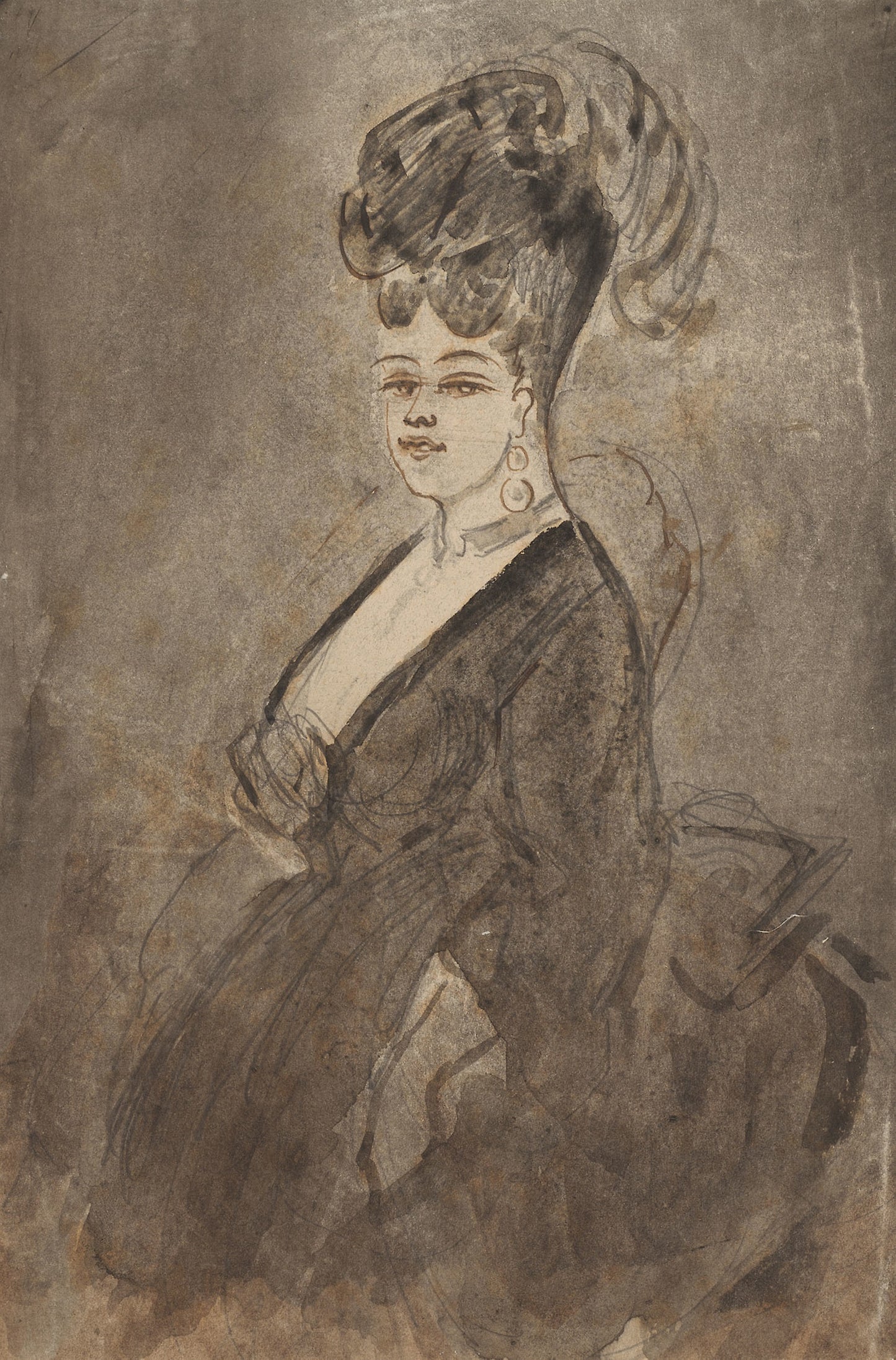 Three-Quarter Length Portrait of a Woman - Constantin Guys, Poster Print Wall Art
