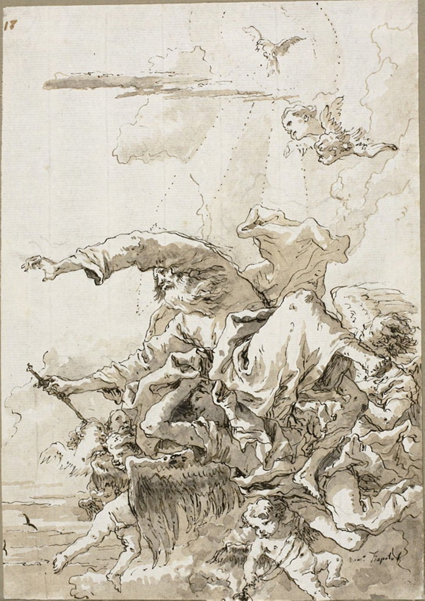God the Father Supported - Angels in Clouds, II - Giovanni Domenico Tiepolo, Poster Print Wall Art