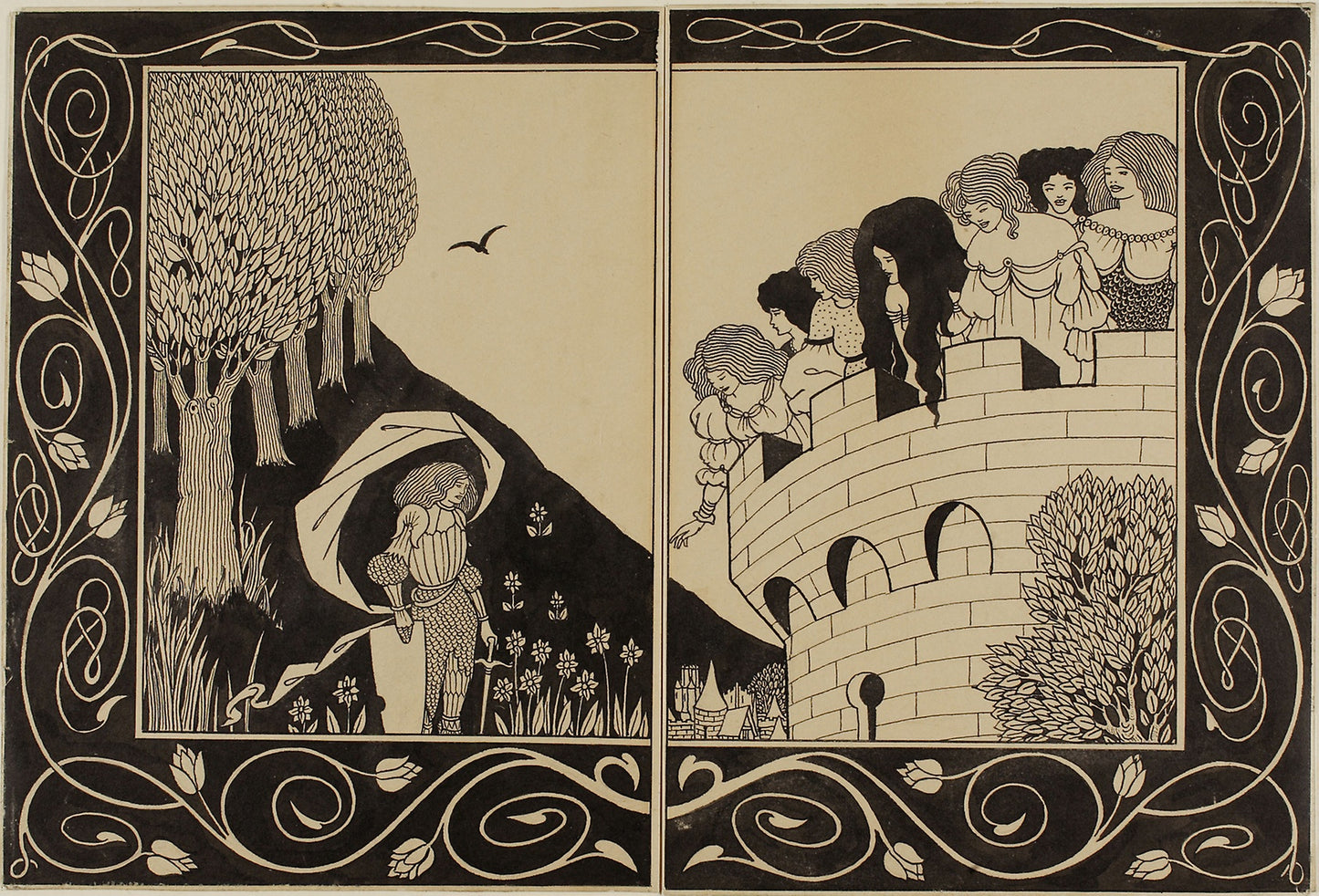 Study for How a Devil in Woman's Likeness Would Have Tempted Sir Bors - Aubrey Vincent Beardsley, Poster Print Wall Art